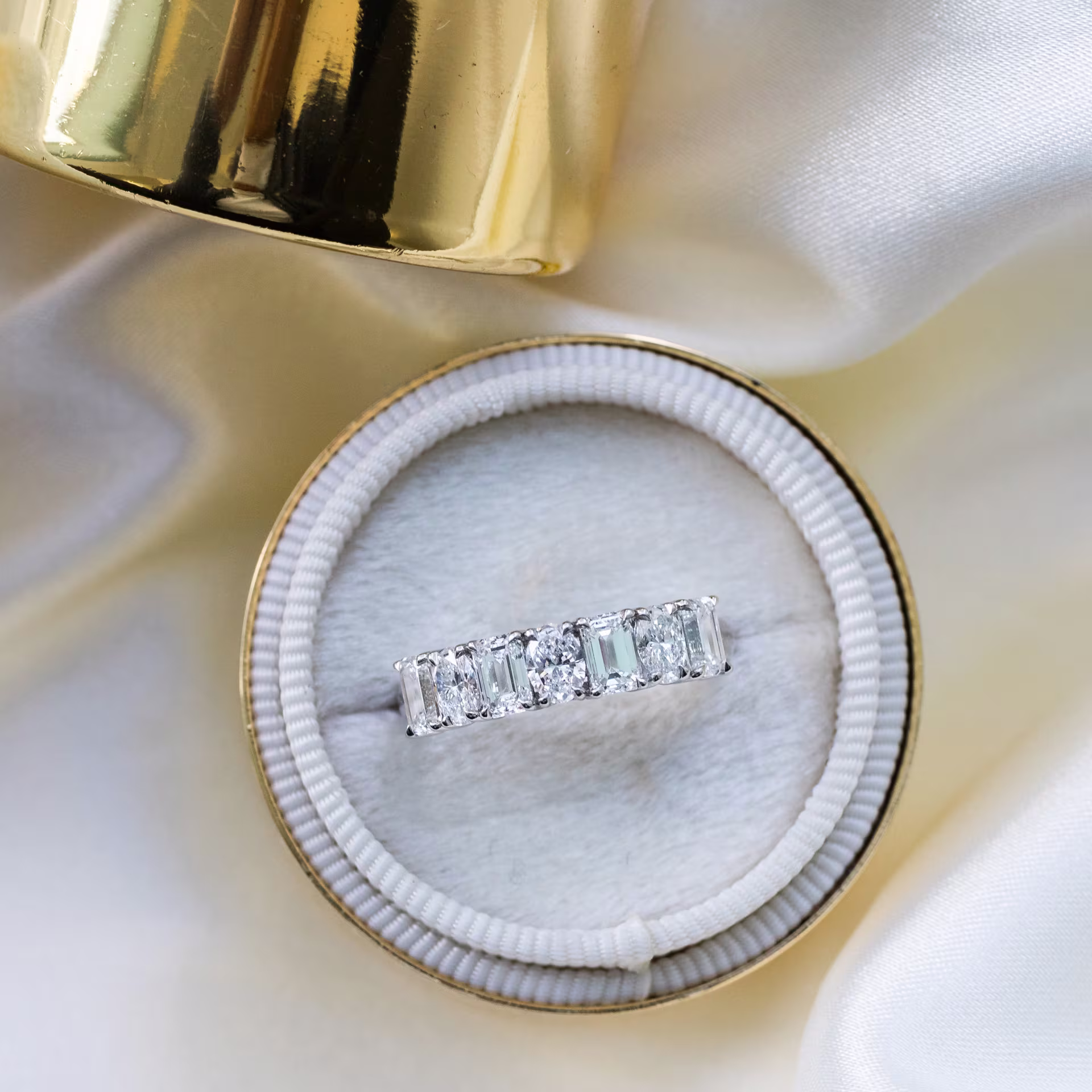 Platinum Emerald and Oval Half Band featuring 2.5 Carat Lab Diamonds (Main View)