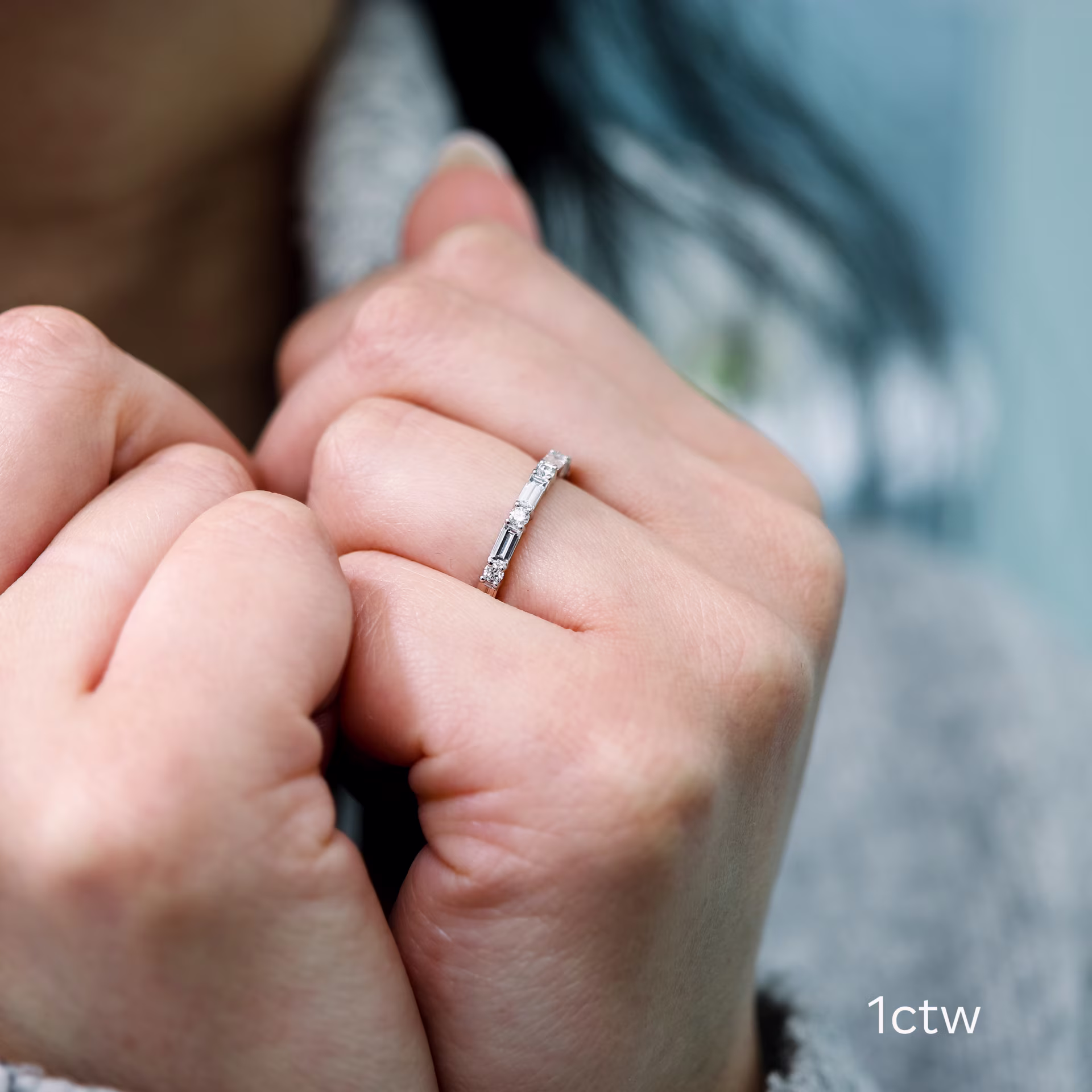 Platinum Baguette and Round Three Quarter Band featuring 1.0 ctw Diamonds (Main View)