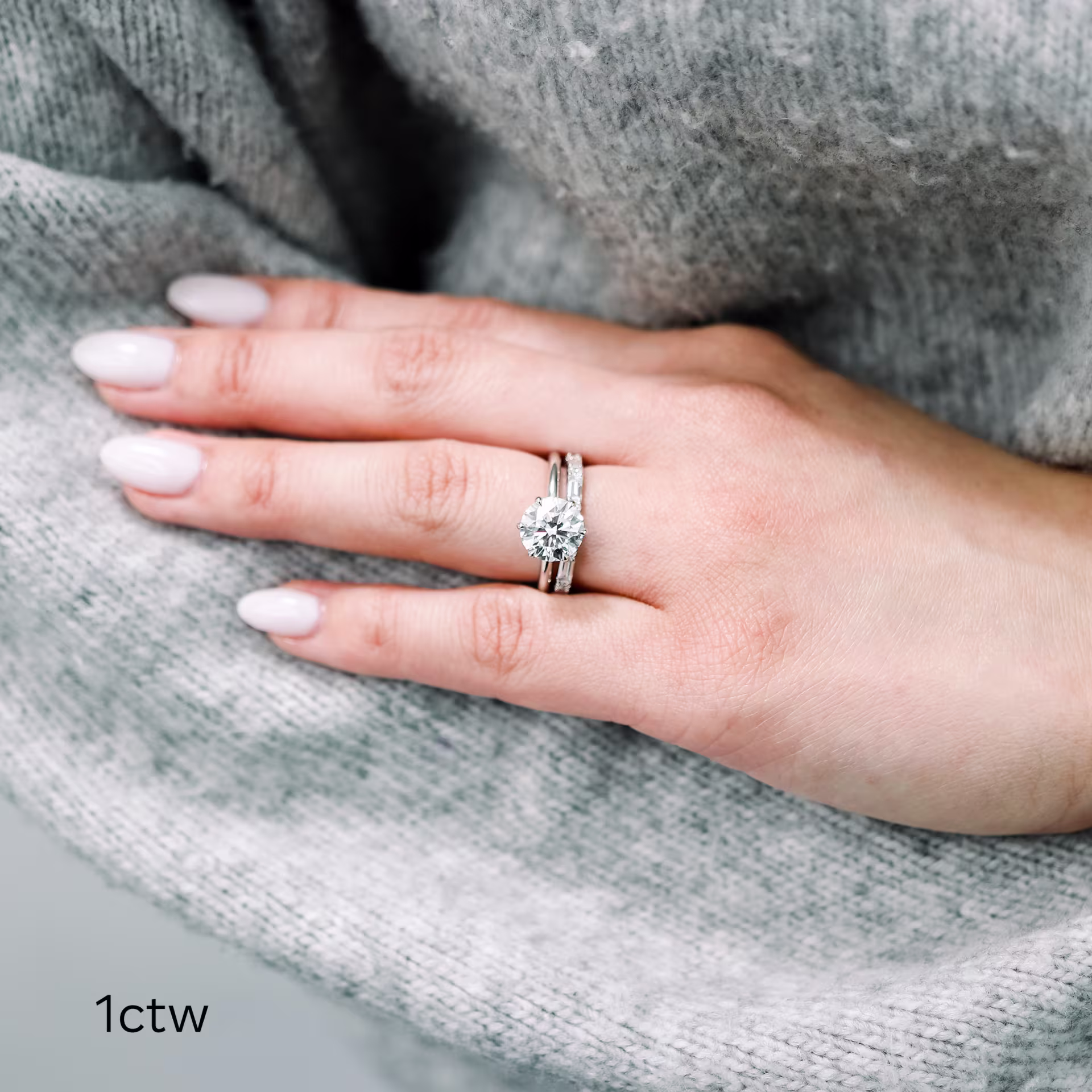 Platinum Baguette and Round Three Quarter Band in Platinum 1ctw featuring 1.0 Carat Lab Diamonds (Main View)