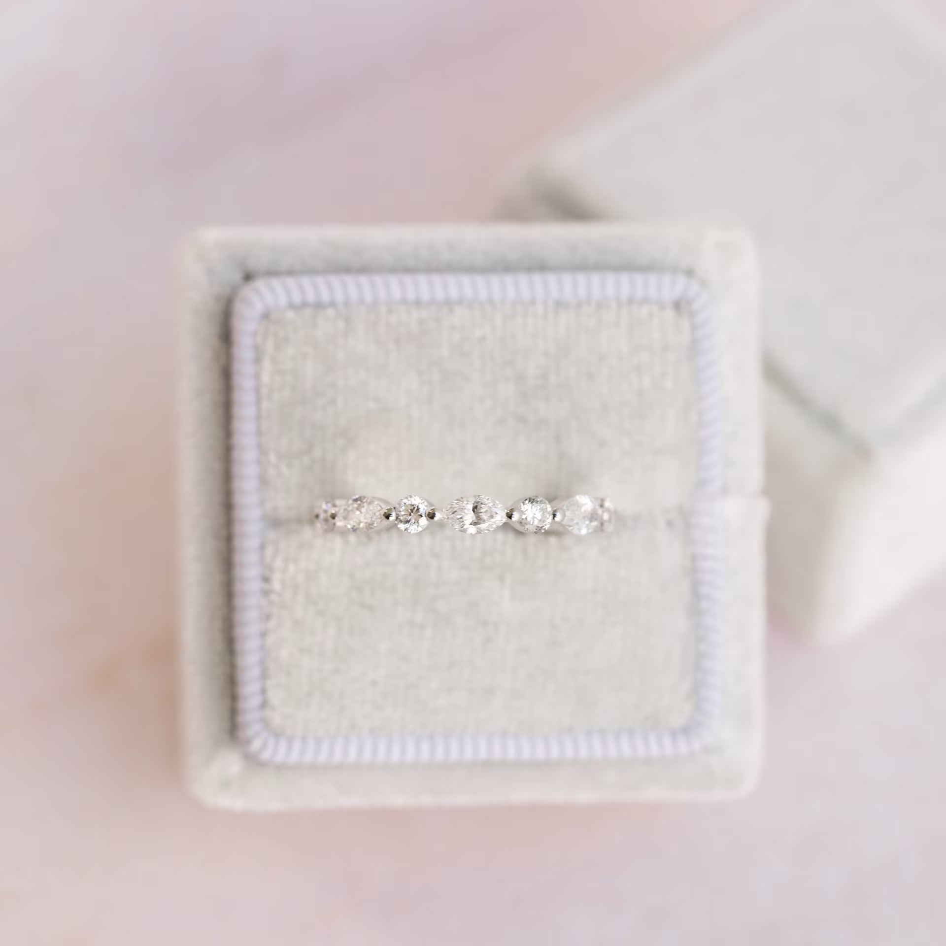 High Quality 0.6 Carat Lab Diamonds set in Platinum Marquise and Round East-West Half Band (Main View)