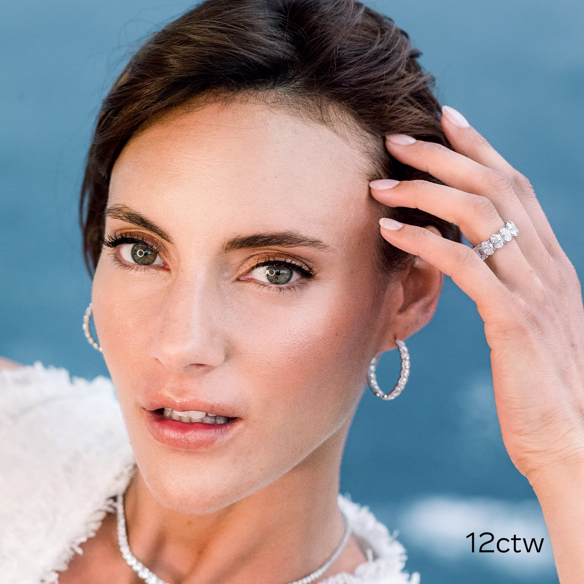 High Quality 12.0 ctw Diamonds Half and Half Band in Platinum (Main View)