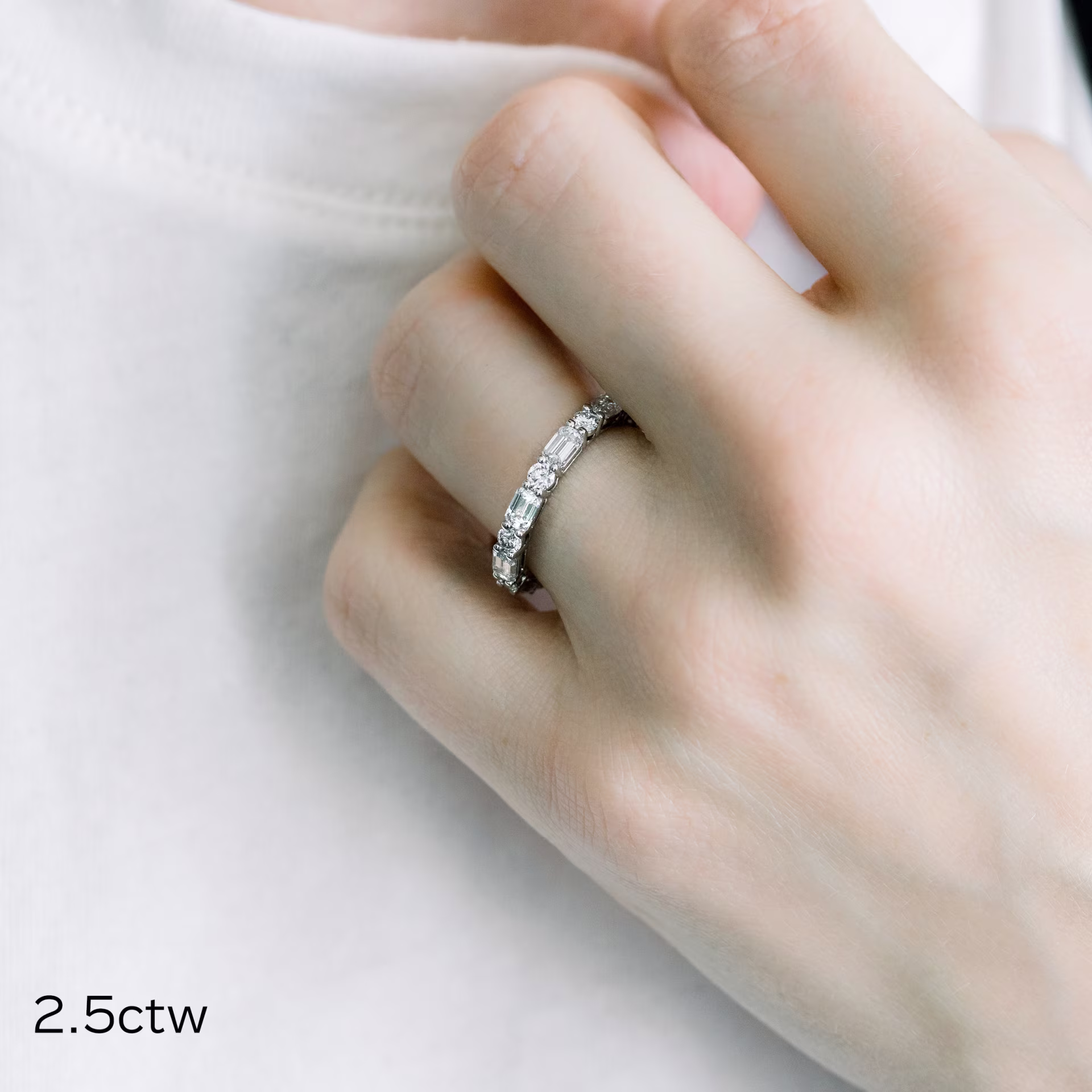 High Quality 2.5 ctw Diamonds set in Platinum Emerald and Round East-West Eternity Band (Main View)