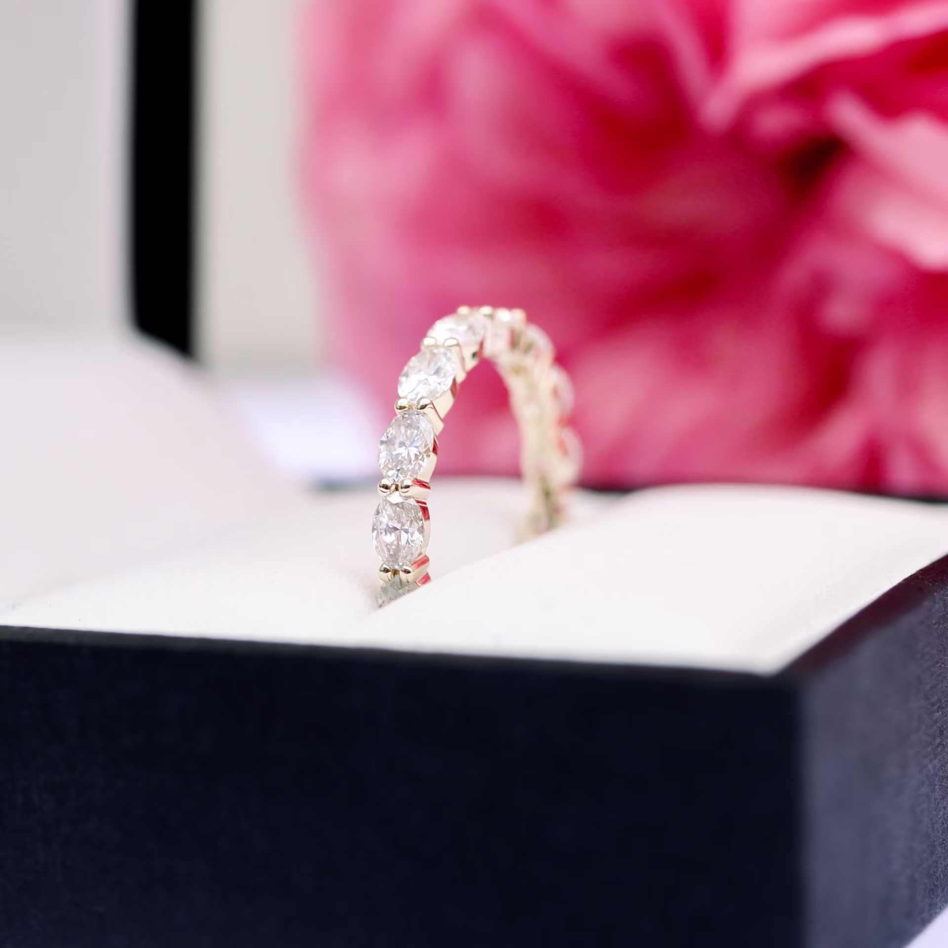 1.25 Carat Diamonds Oval East-West Three Quarter Band in 14k Yellow Gold 1.25ctw in 14 Karat Yellow Gold (Side View)