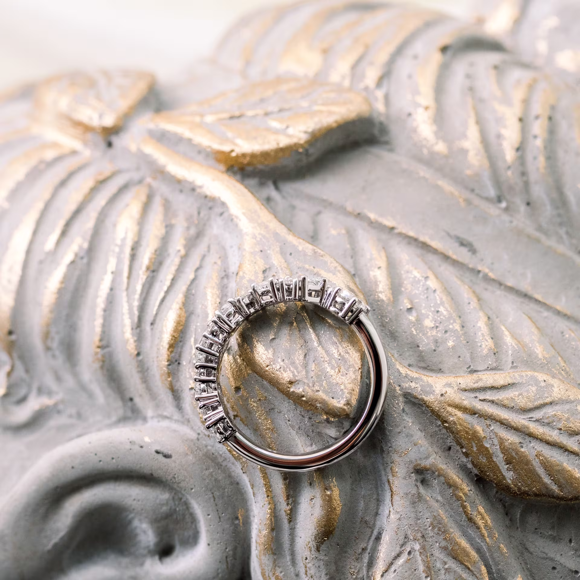 High Quality 1.25 ctw Diamonds Cassie Half Band in 18k White Gold (Profile View)