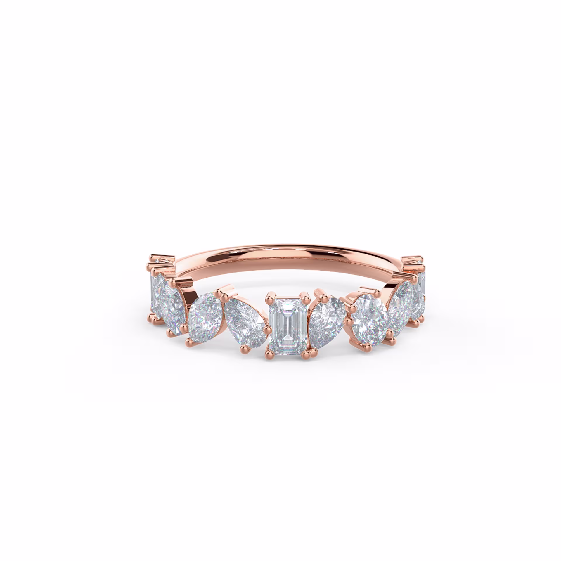 14k Rose Gold 1.5ctw Cassidy Multi-Shape Diamond Cluster Half Band in 14k Rose Gold featuring Hand Selected 1.5 ct Diamonds (Main View)