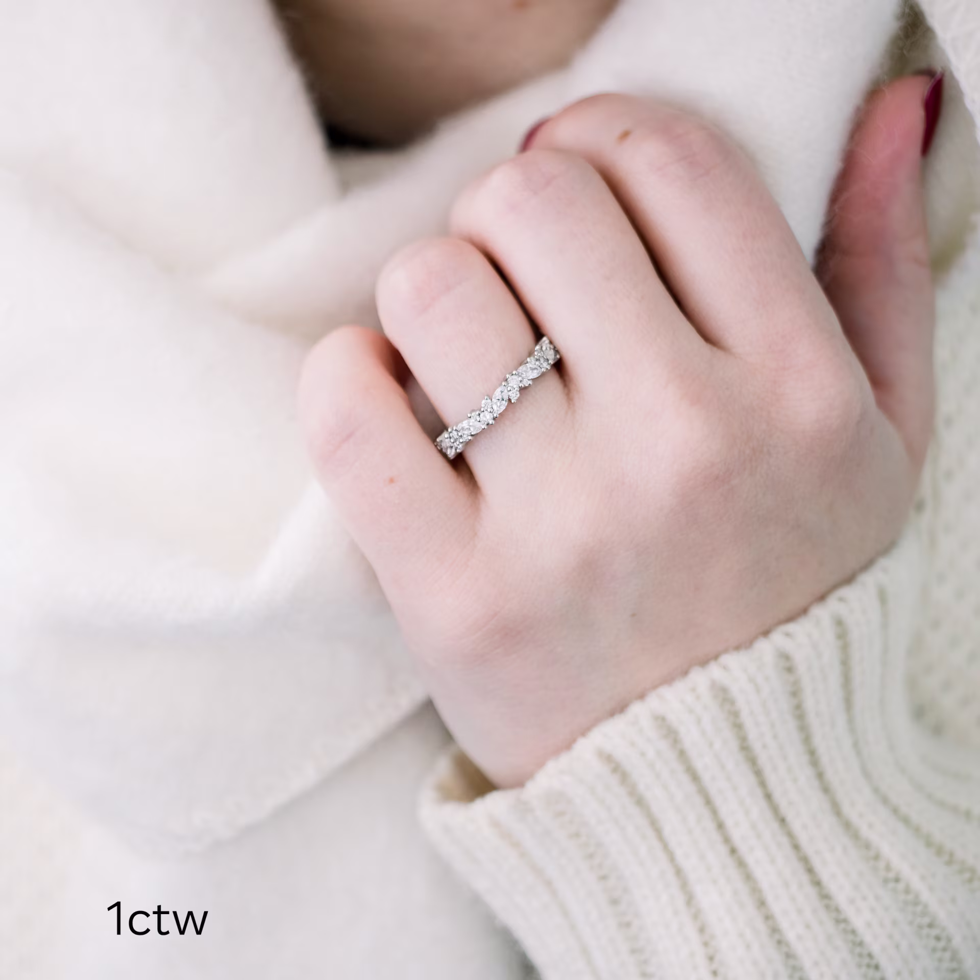 Exceptional Quality 1.0 ctw Lab Diamonds set in Platinum Jessica Three Quarter Band (Main View)