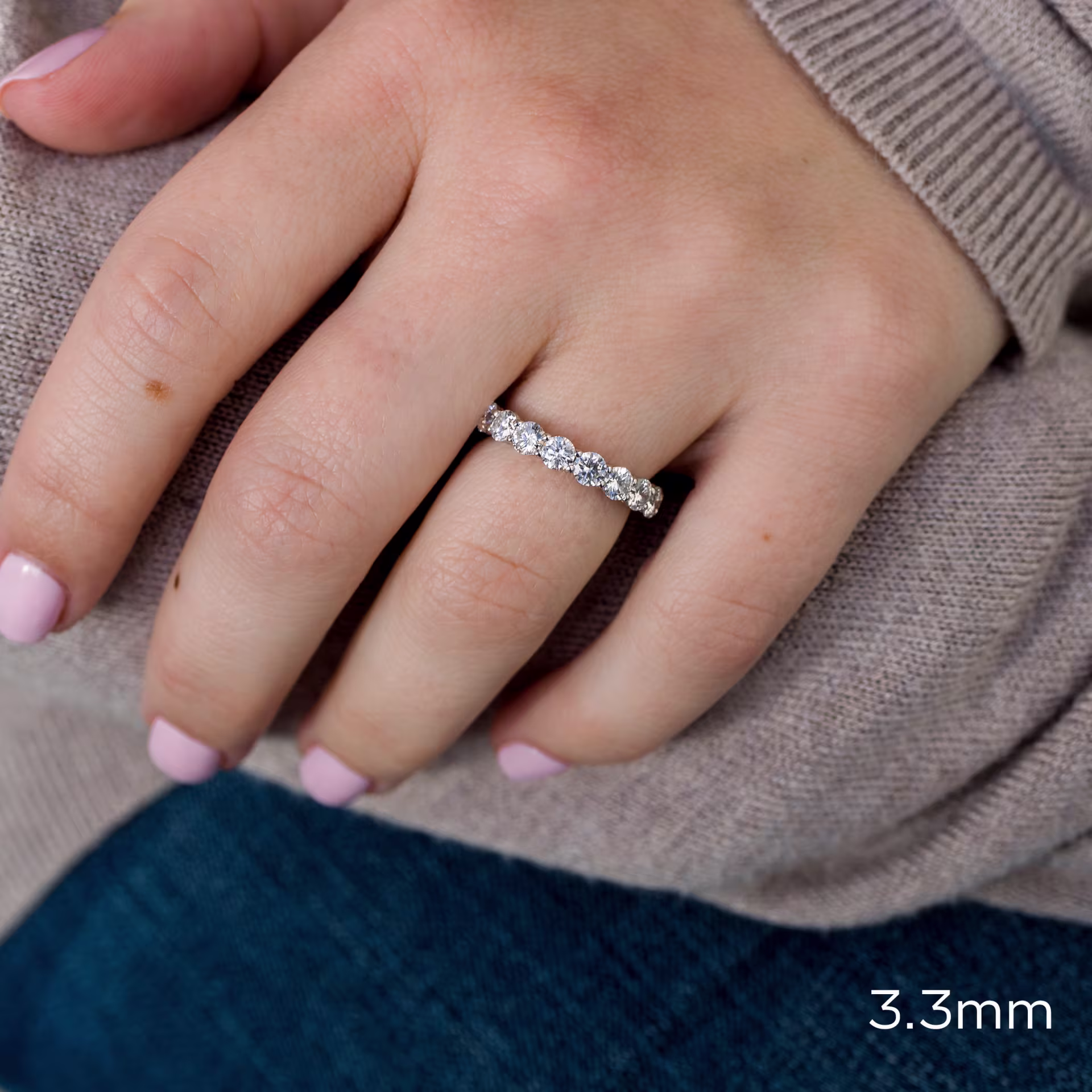 2.0 Carat Round Brilliant Diamonds Prong Set Three Quarter Band in 18k White Gold (Main View)