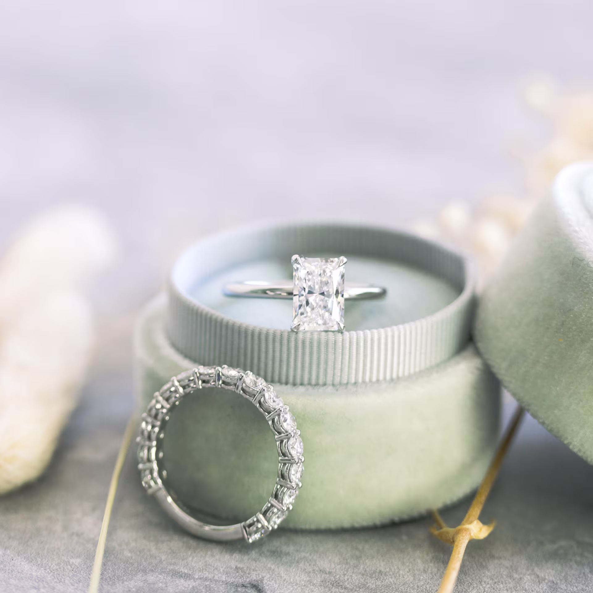 2.0 ct Round Diamonds Prong Set Three Quarter Band in 18k White Gold (Profile View)