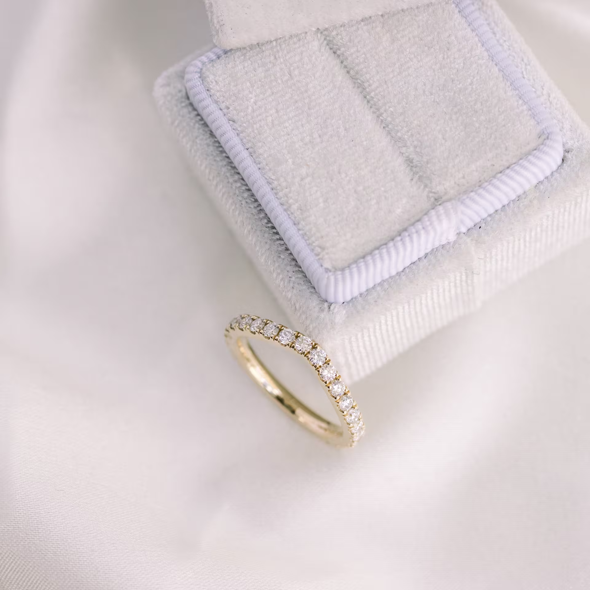 0.65 ctw Round Brilliant Lab Diamonds Pavé Contoured Three Quarter Band in 14 Karat Yellow Gold (Main View)