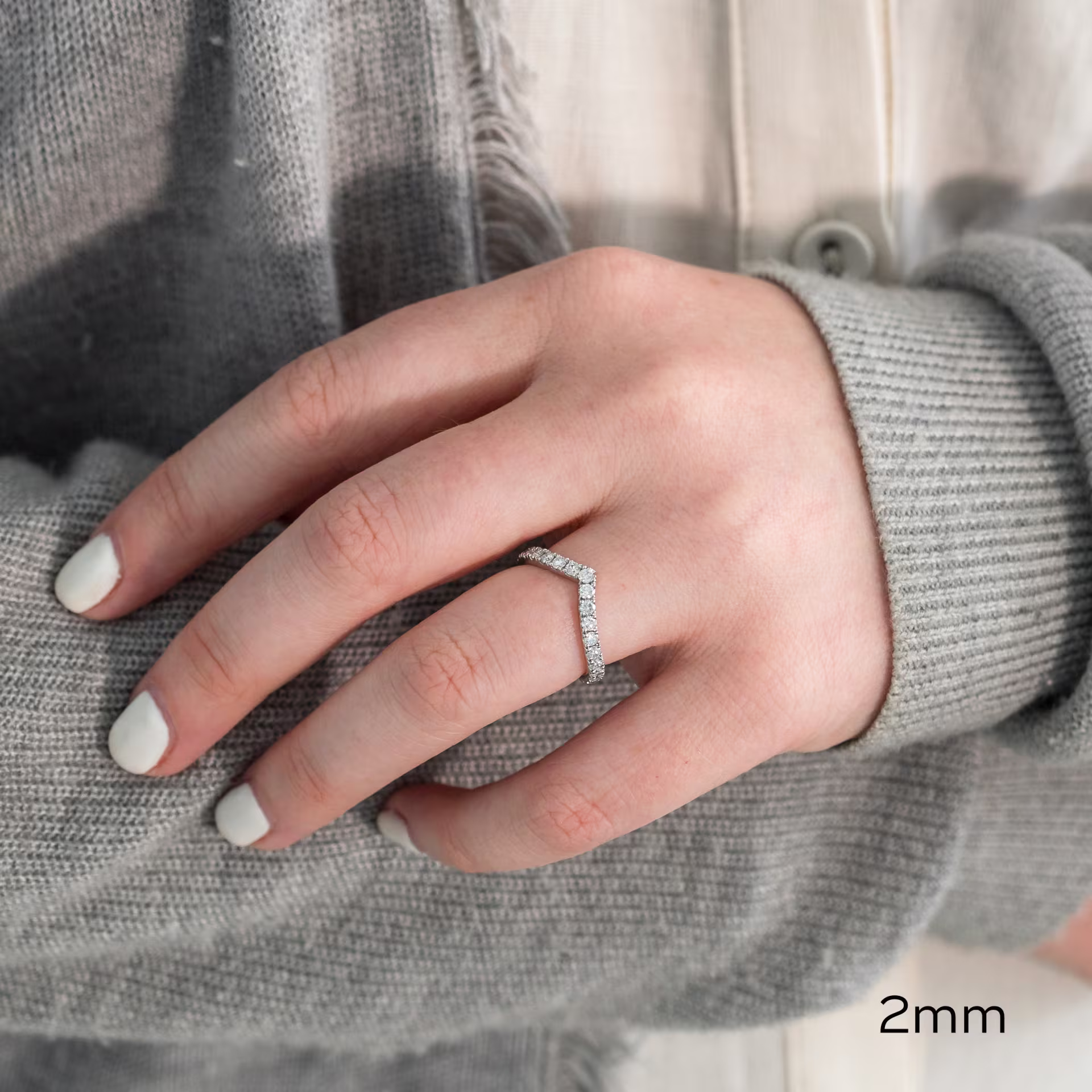 0.65 ct Round Lab Grown Diamonds Pavé Contoured Three Quarter Band in Platinum (Main View)