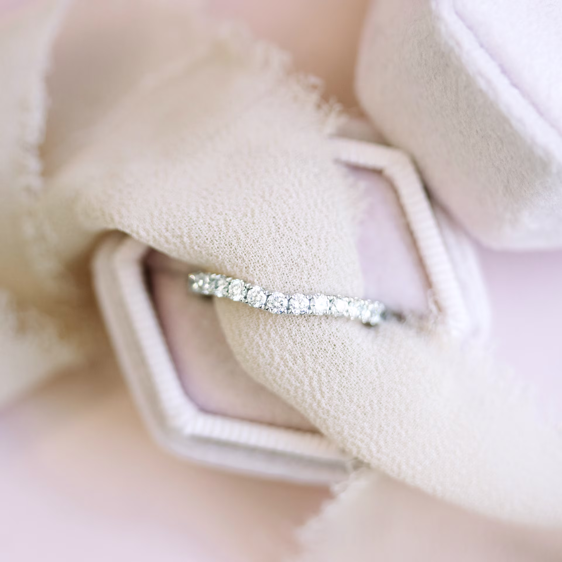 Platinum Pavé Countoured Half Band featuring High Quality 0.5 Carat Round Brilliant Lab Diamonds (Main View)