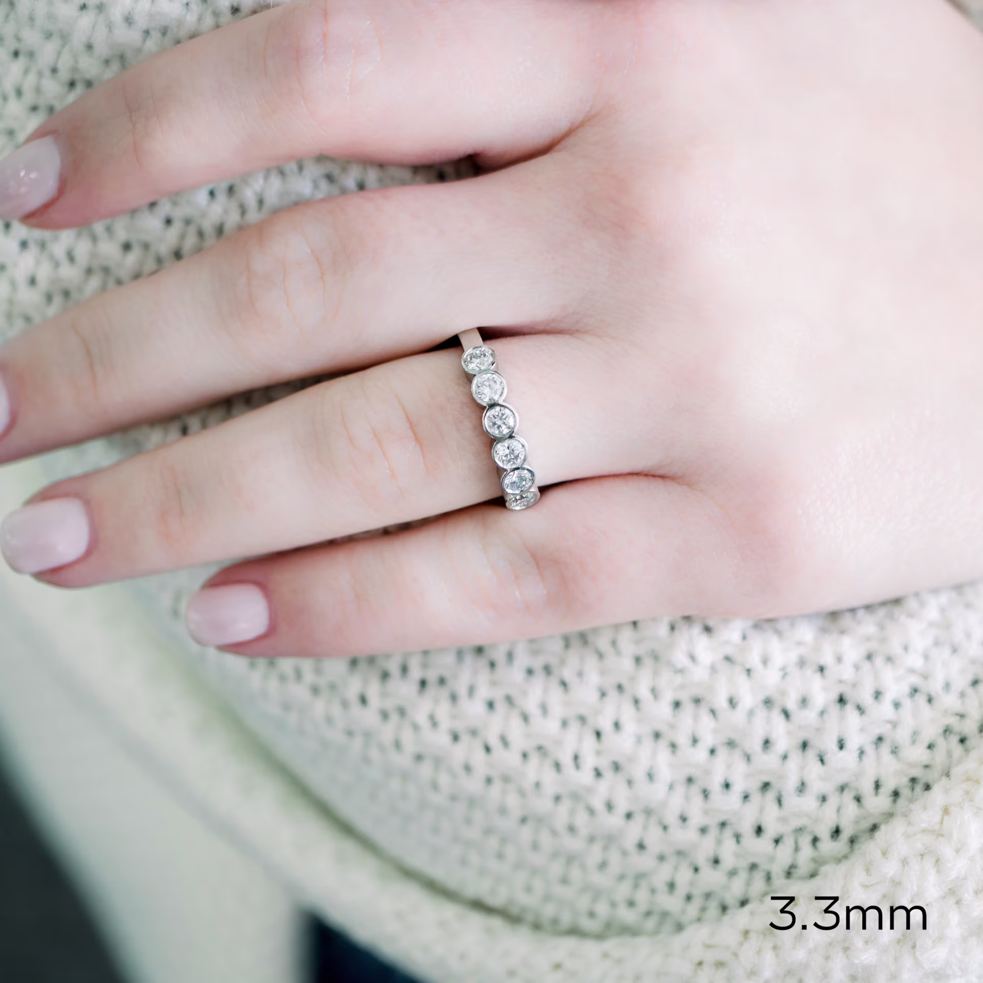 1.0 ct Round Diamonds Bezel Half Band in Platinum 1ctw in Platinum (Main View)