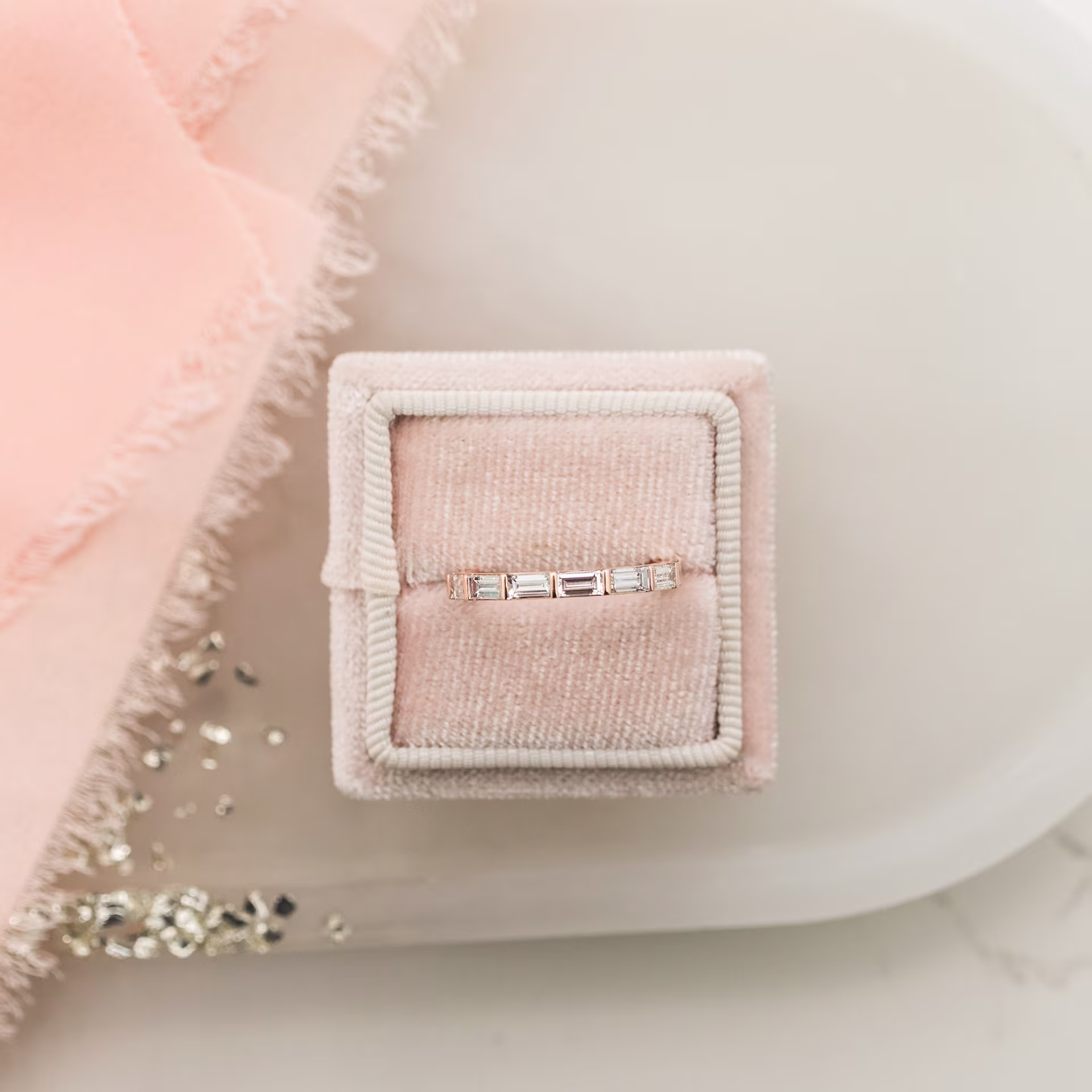 High Quality 1.5 Carat Lab Diamonds set in 14 Karat Rose Gold Baguette East-West Eternity Band in 14k Rose Gold 1.5ctw (Main View)