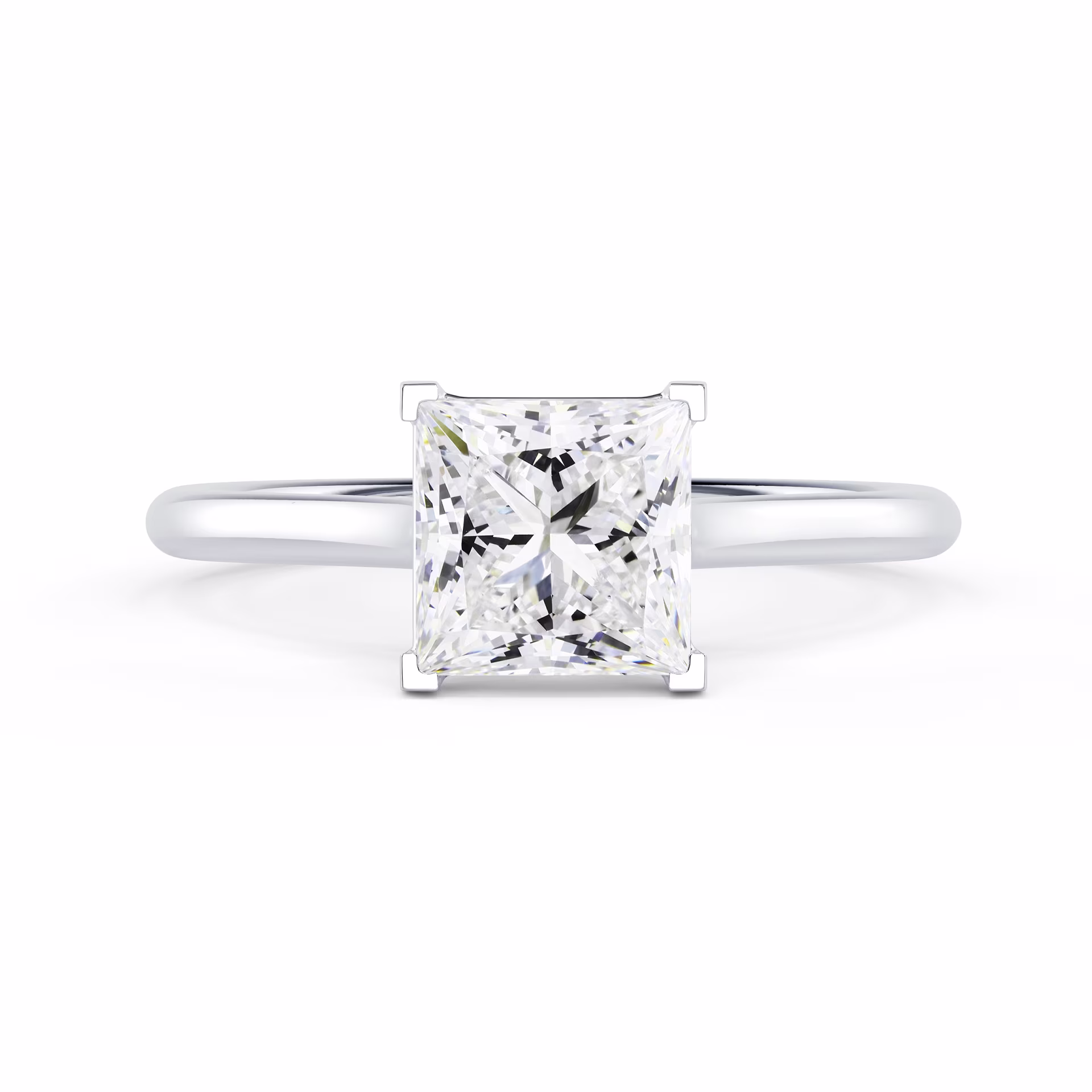 White Gold Princess Trellis Solitaire featuring Lab Created Diamonds (Main View)