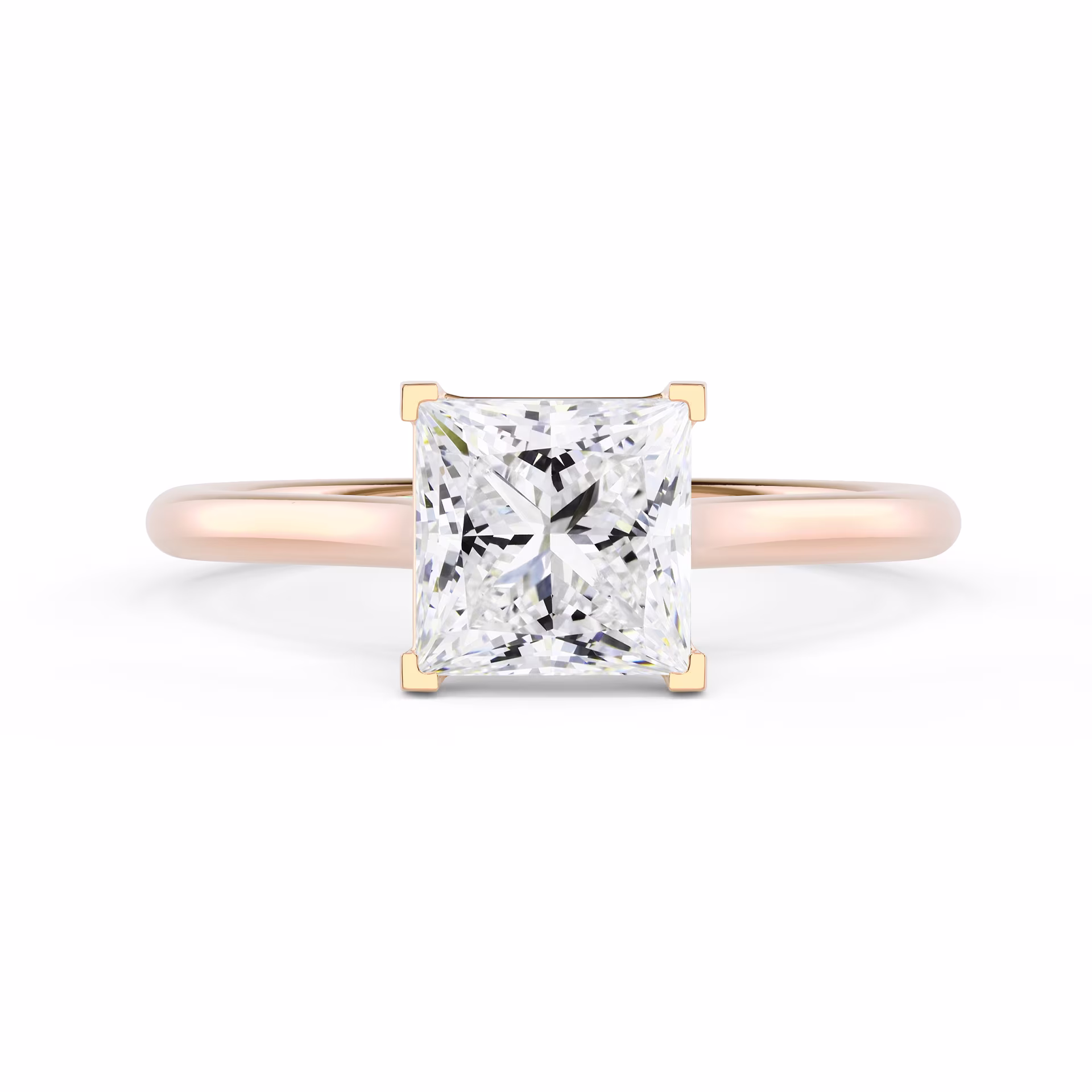 Lab Grown Diamonds Princess Trellis Solitaire Diamond Engagement Ring in Rose Gold (Main View)