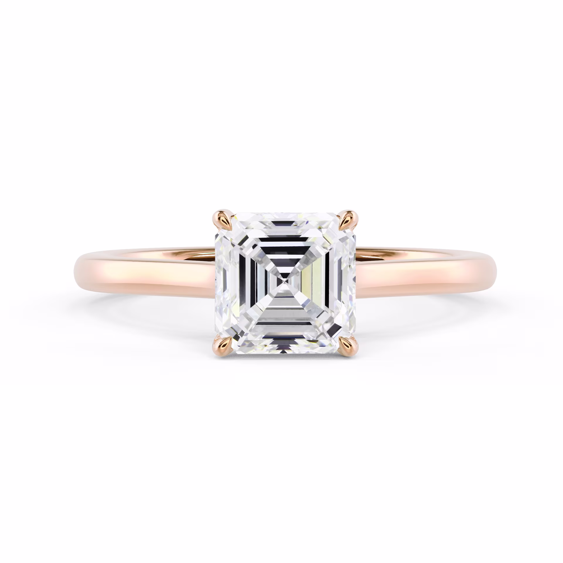 Lab Created Diamonds Asscher Trellis Solitaire Diamond Engagement Ring in Rose Gold (Main View)