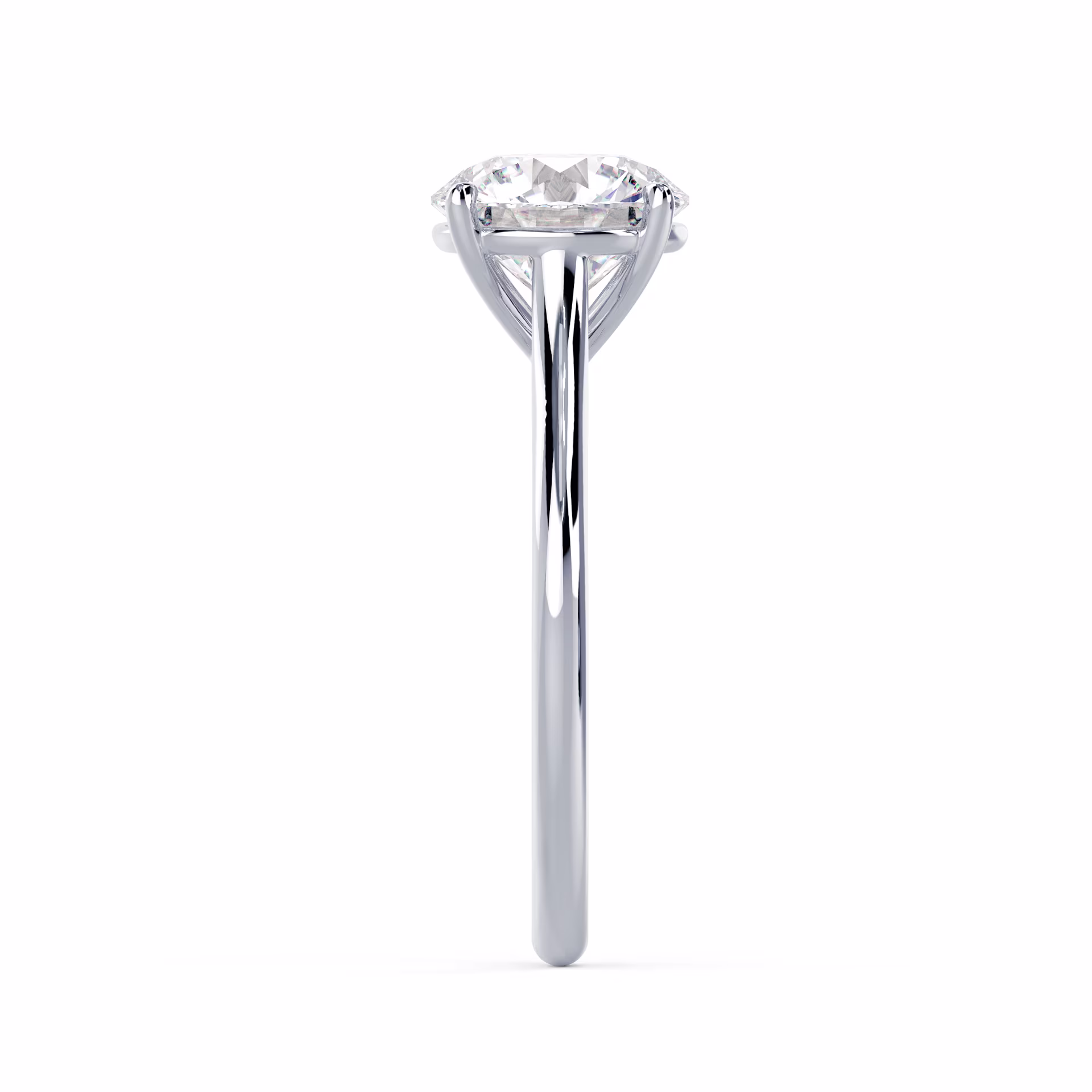 Diamonds Round Trellis Solitaire in White Gold (Side View)
