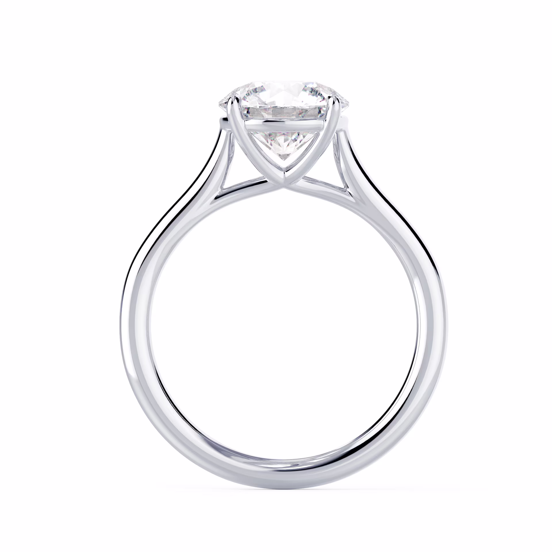 Diamonds Round Trellis Solitaire in White Gold (Profile View)
