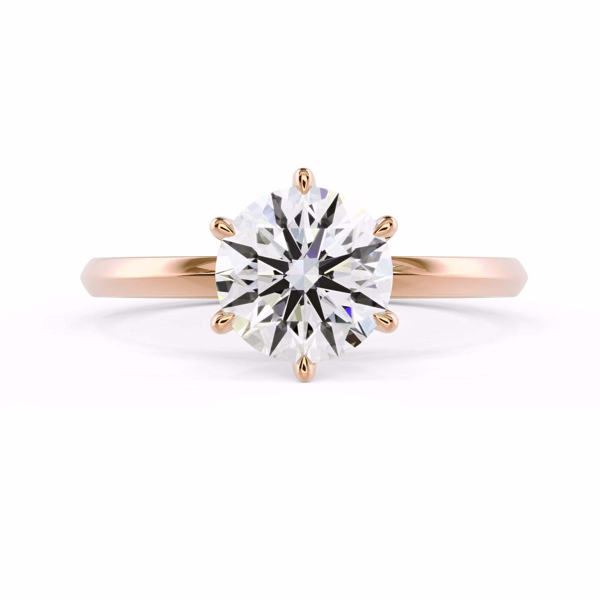 Exceptional Quality Diamonds set in Rose Gold Round Classic Six Prong Solitaire (Main View)