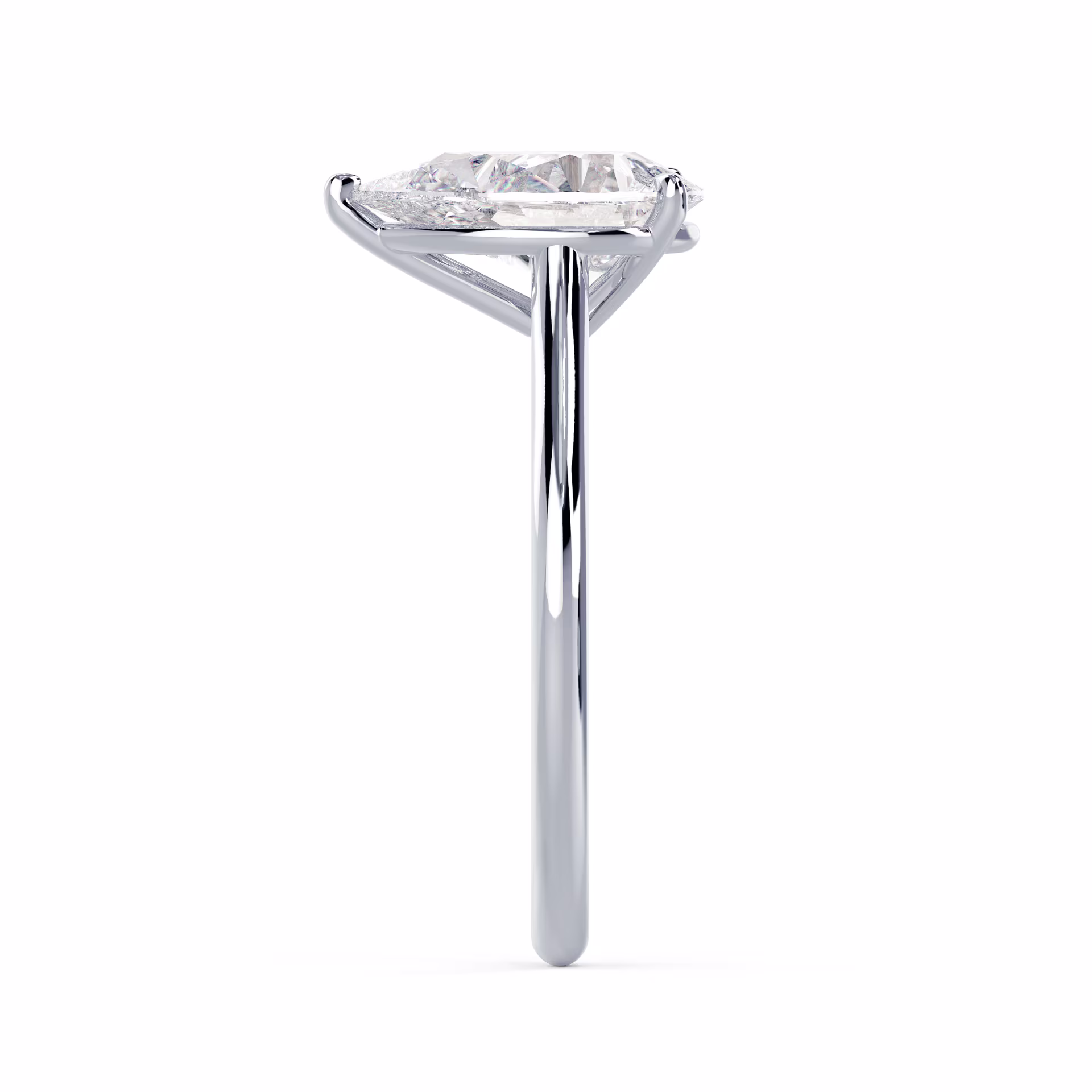 Lab Diamonds Pear Cathedral Solitaire Diamond Engagement Ring in White Gold (Side View)