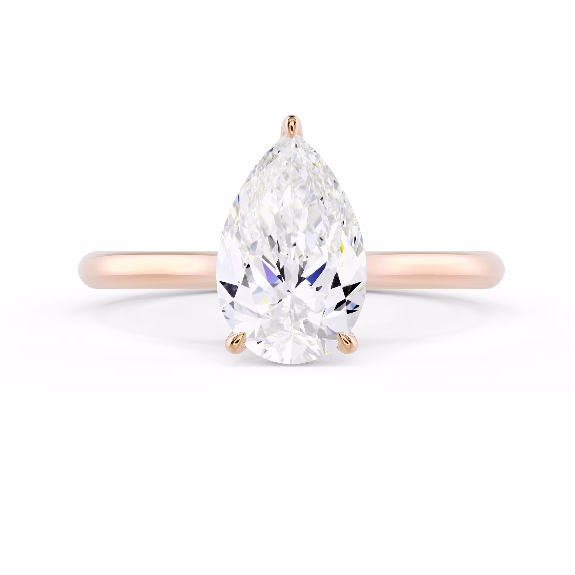 Rose Gold Pear Cathedral Solitaire featuring Diamonds (Main View)