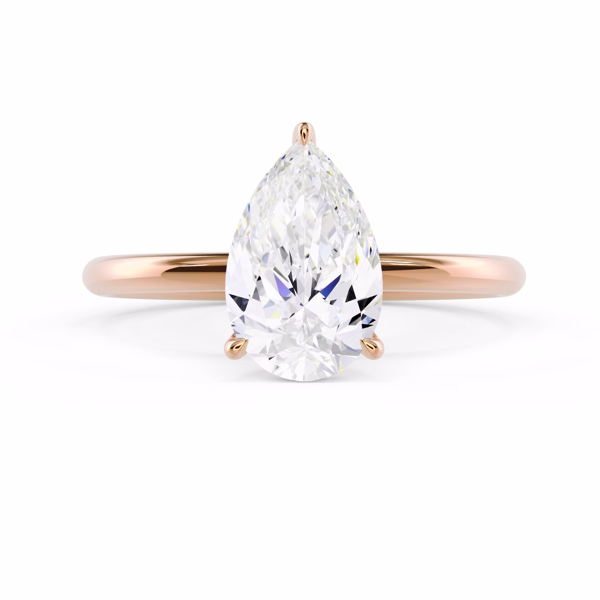 Rose Gold Pear Petite Solitaire Diamond Engagement Ring featuring Diamonds (Main View)