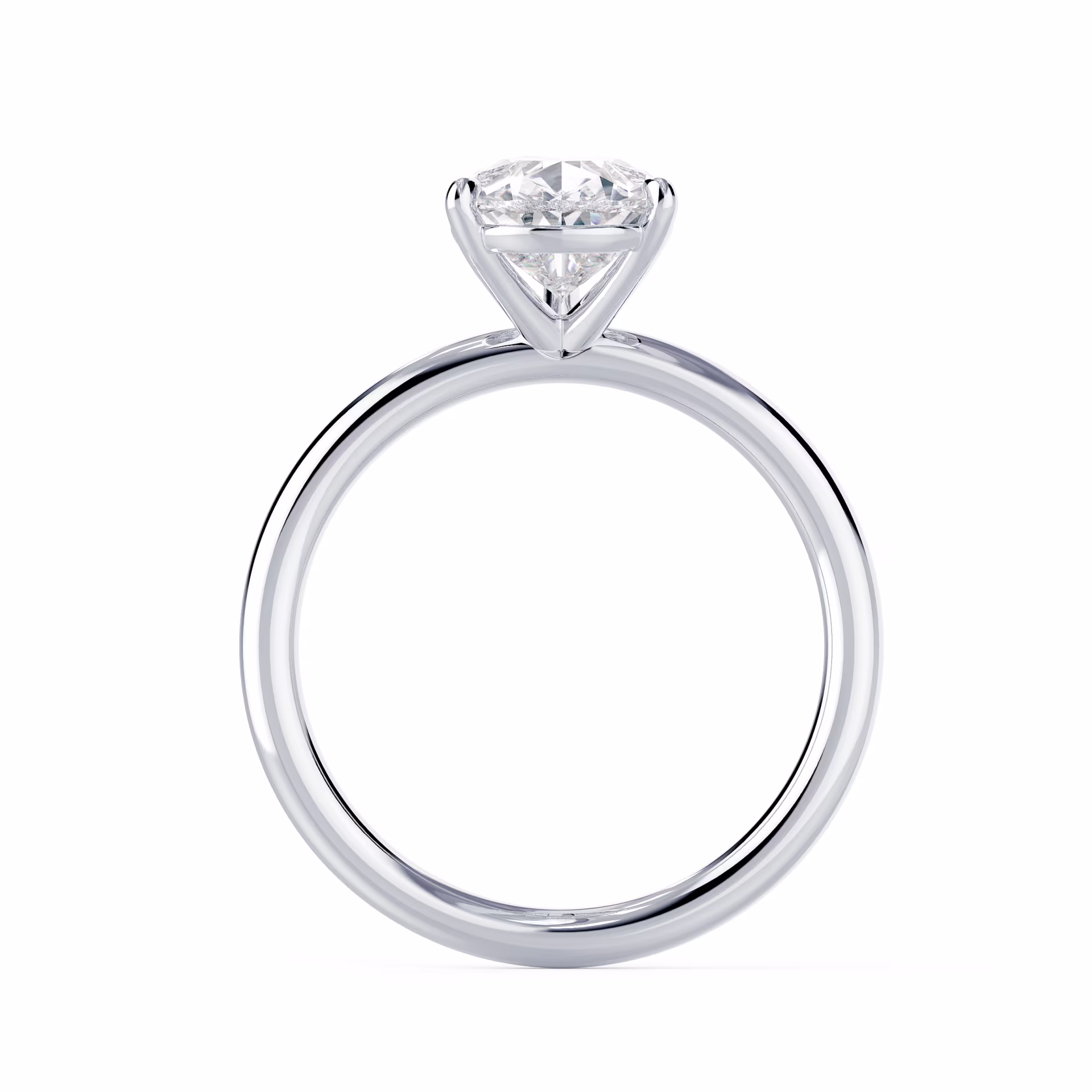 Diamonds set in White Gold Pear Petite Solitaire Diamond Engagement Ring (Profile View)