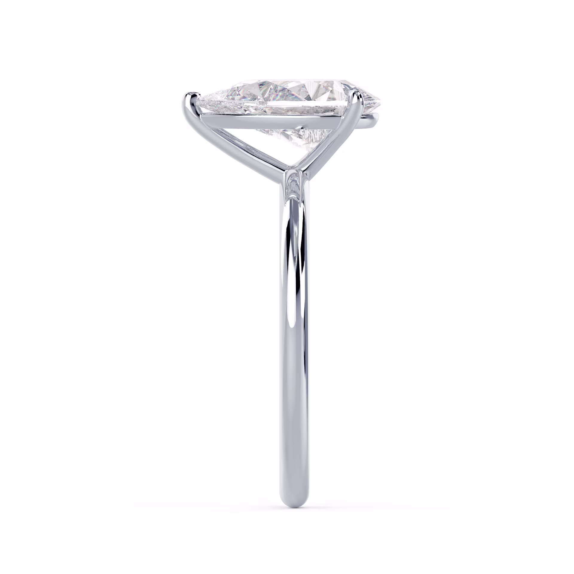Lab Grown Diamonds Pear Petite Solitaire in White Gold (Side View)