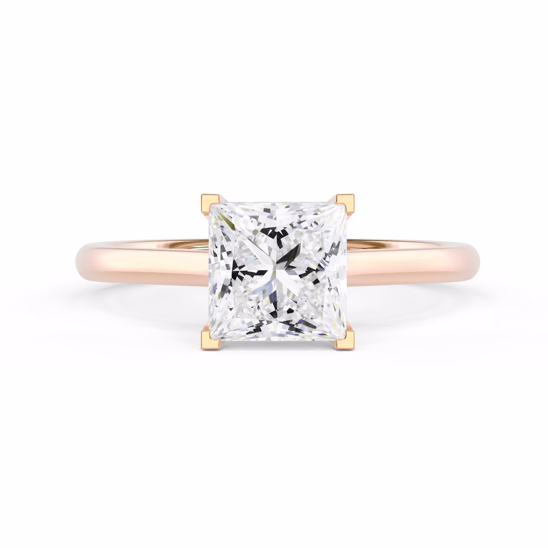 Exceptional Quality Lab Created Diamonds Princess Cathedral Solitaire in Rose Gold (Main View)