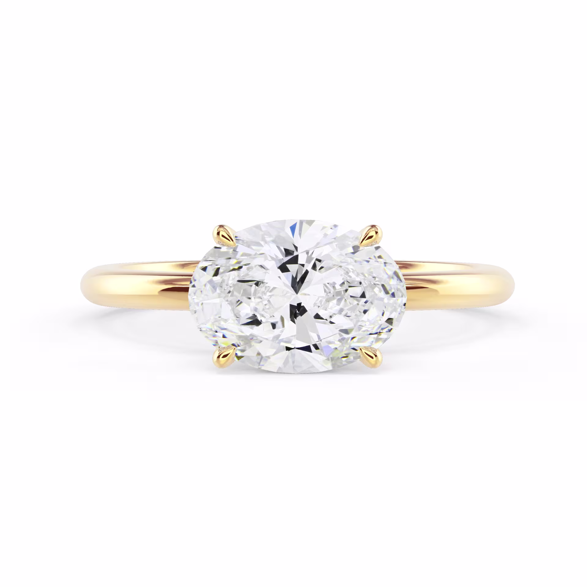 Diamonds set in Yellow Gold Oval East-West Solitaire (Main View)