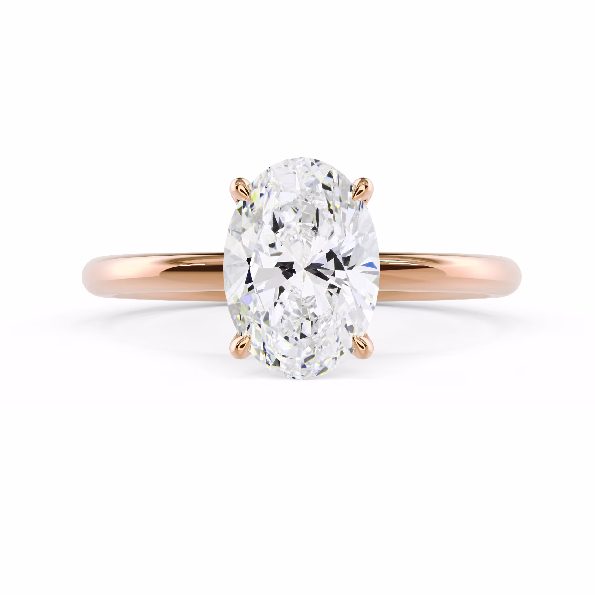 Created Diamonds Oval Classic Four Prong Solitaire in Rose Gold (Main View)