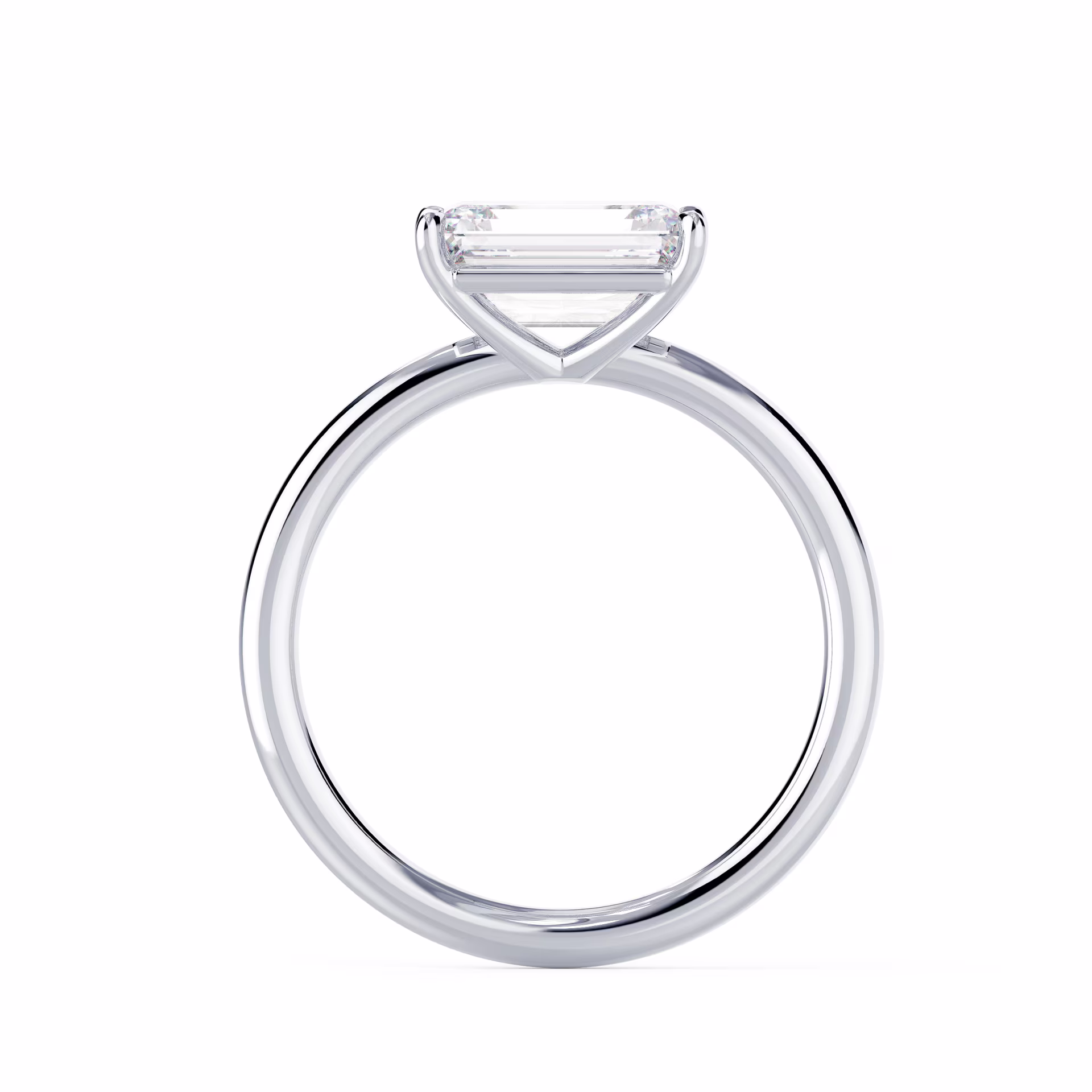 Lab Diamonds Emerald East-West Solitaire in White Gold (Profile View)