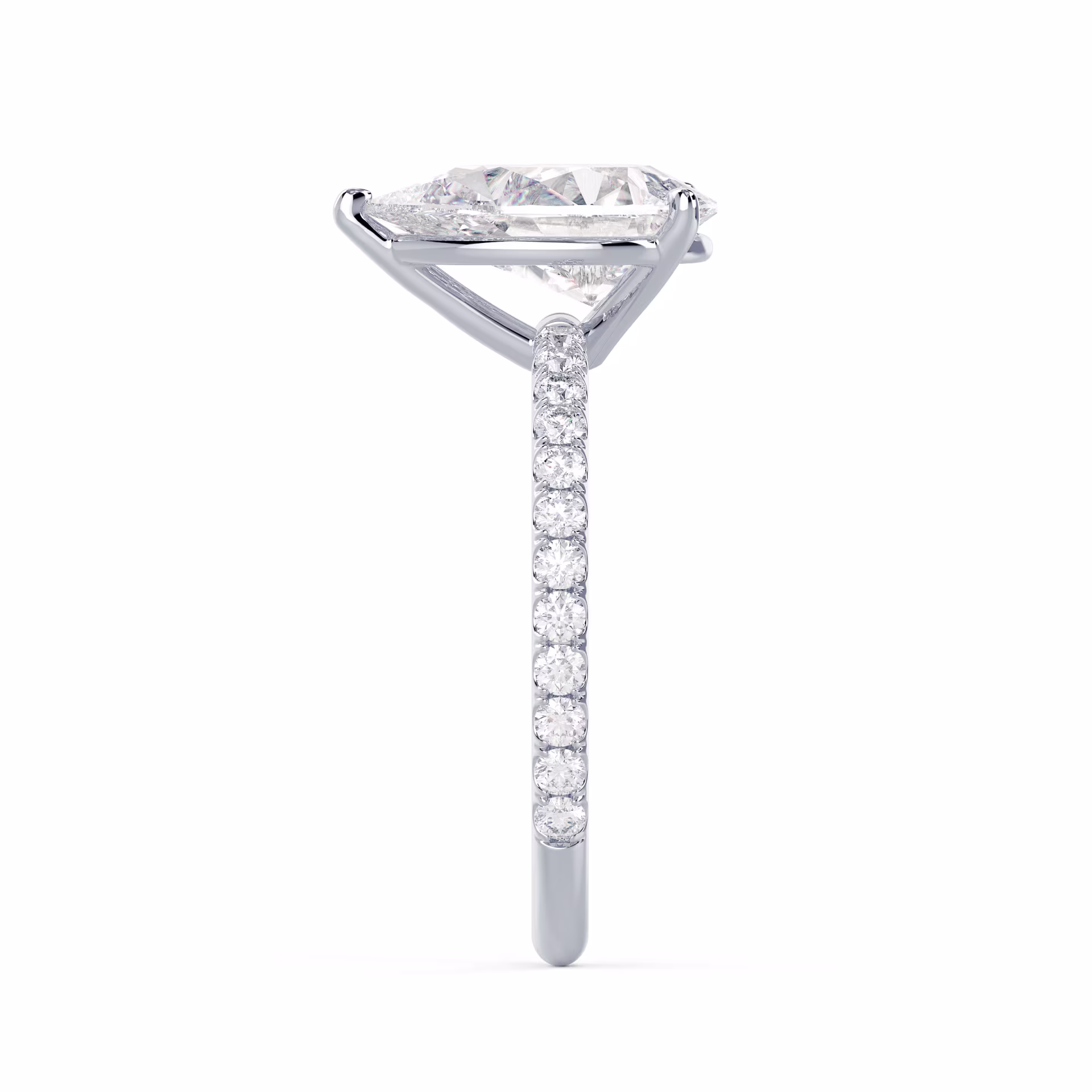 White Gold Pear Petite Pavé Setting featuring Lab Diamonds (Side View)