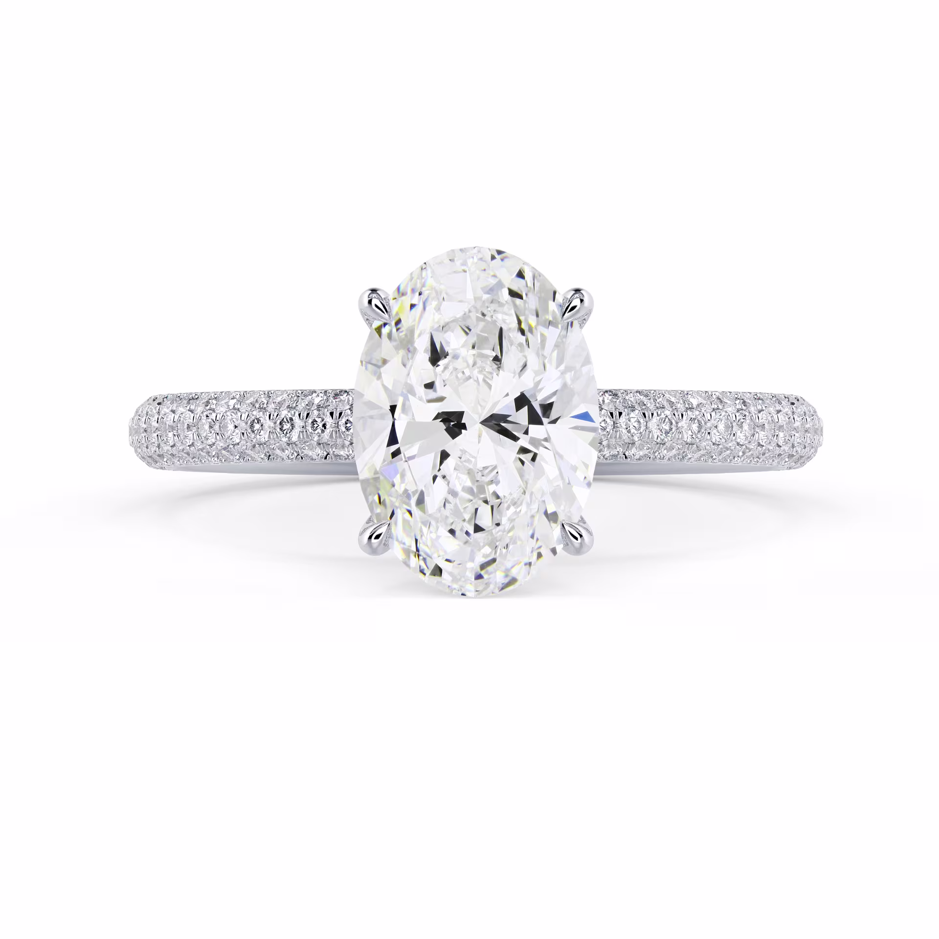 Diamonds Three Sided Pavé Diamond Engagement Ring in White Gold (Main View)