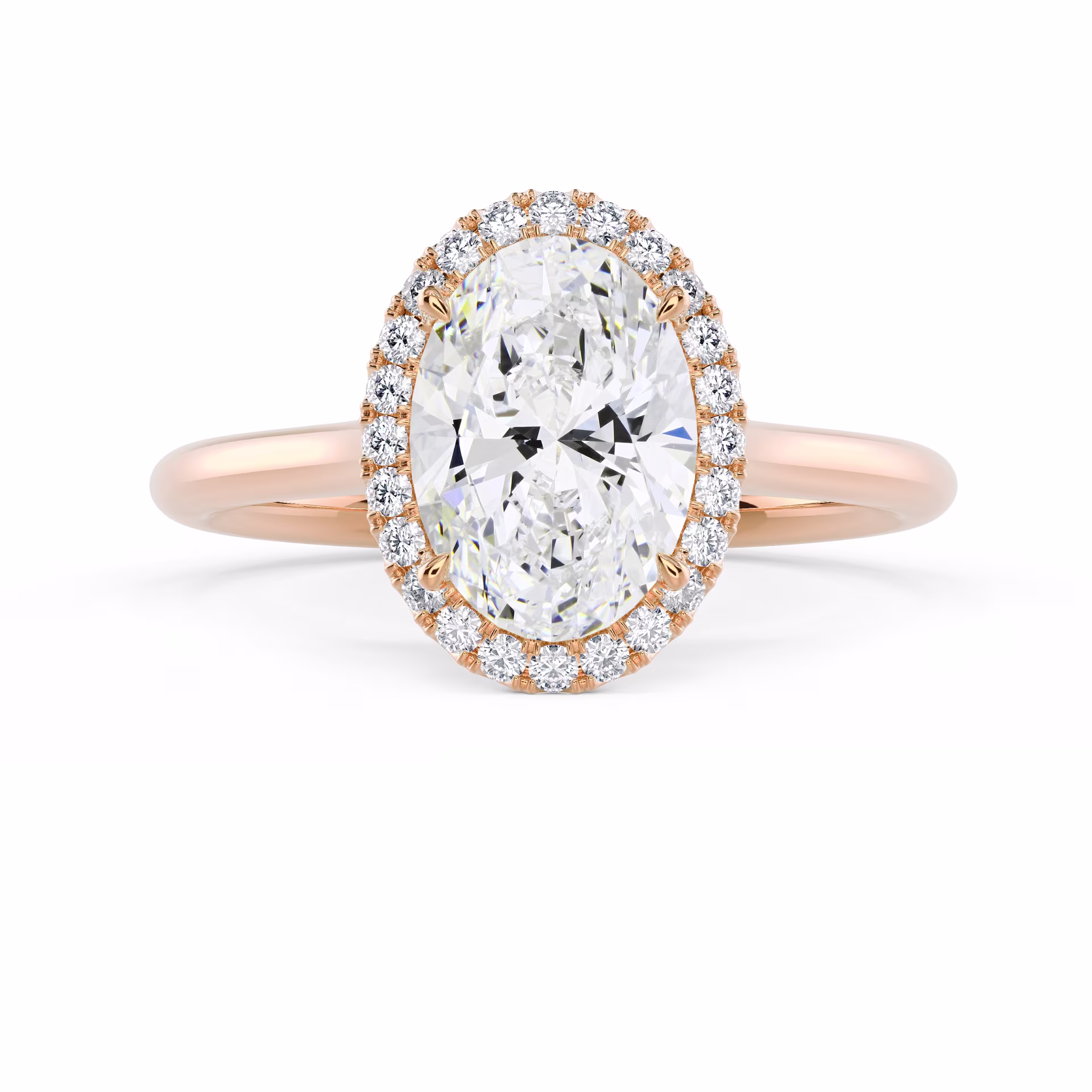 Diamonds Oval Single Halo Diamond Engagement Ring in Rose Gold (Main View)