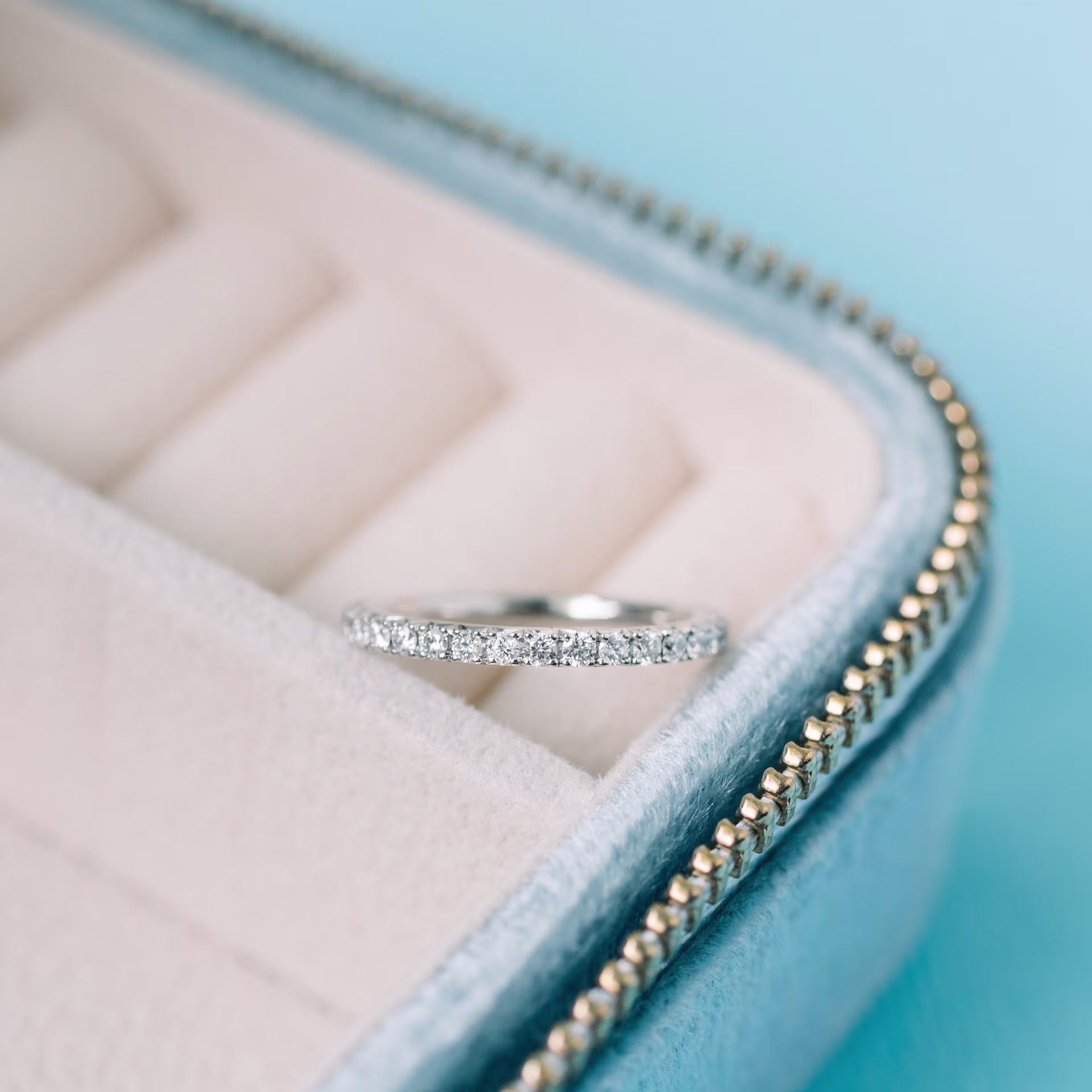 Platinum French Pavé Three Quarter Band featuring Exceptional Quality 0.45 Carat Round Lab Diamonds (Main View)