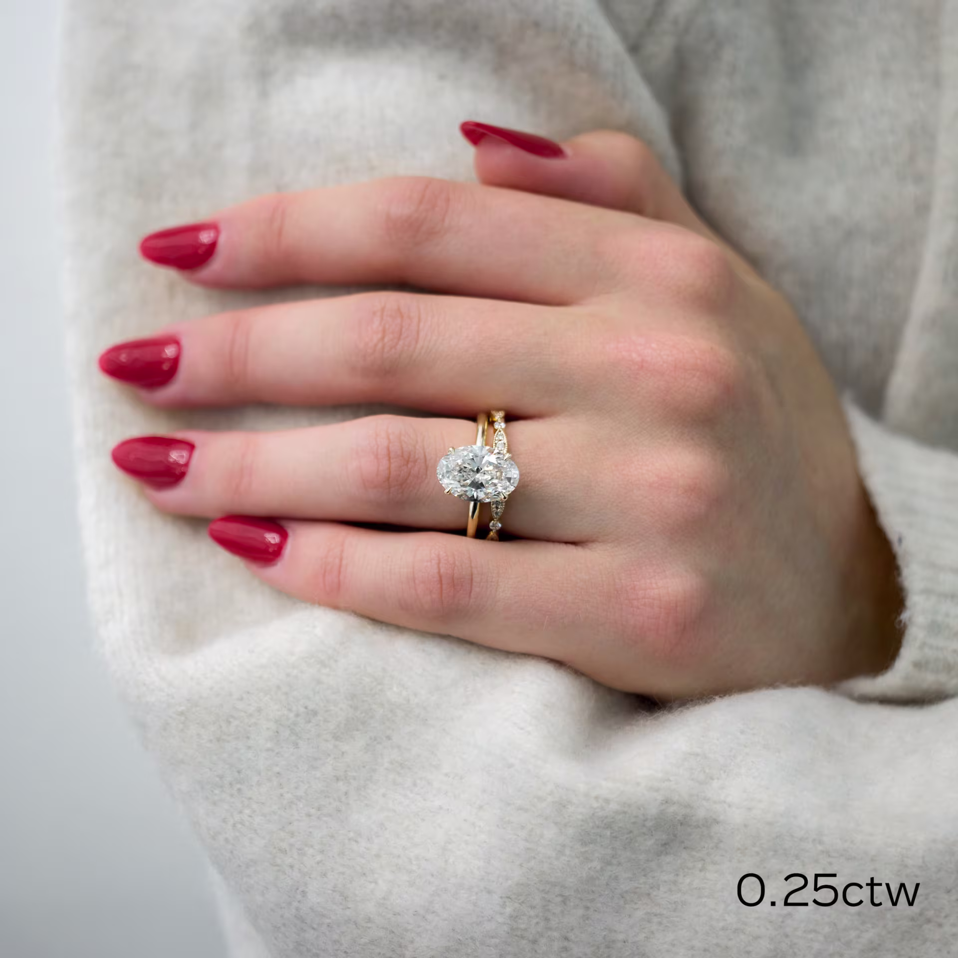 14k Yellow Gold Leaf Three Quarter Band featuring 0.25 ct Round Diamonds (Side View)