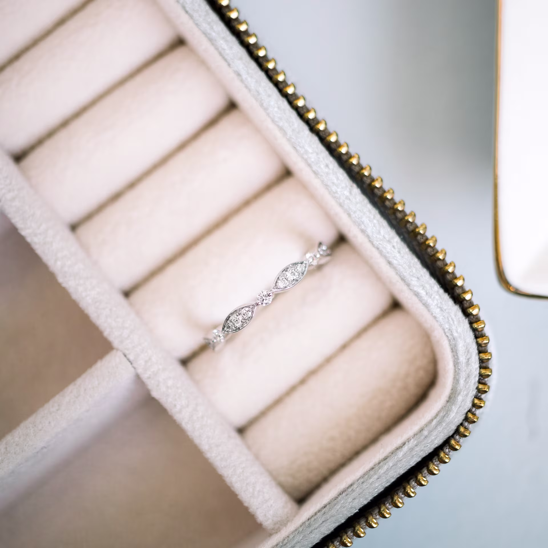 Platinum Leaf Half Band in Platinum 0.25ctw featuring High Quality 0.25 ctw Round Lab Diamonds (Main View)