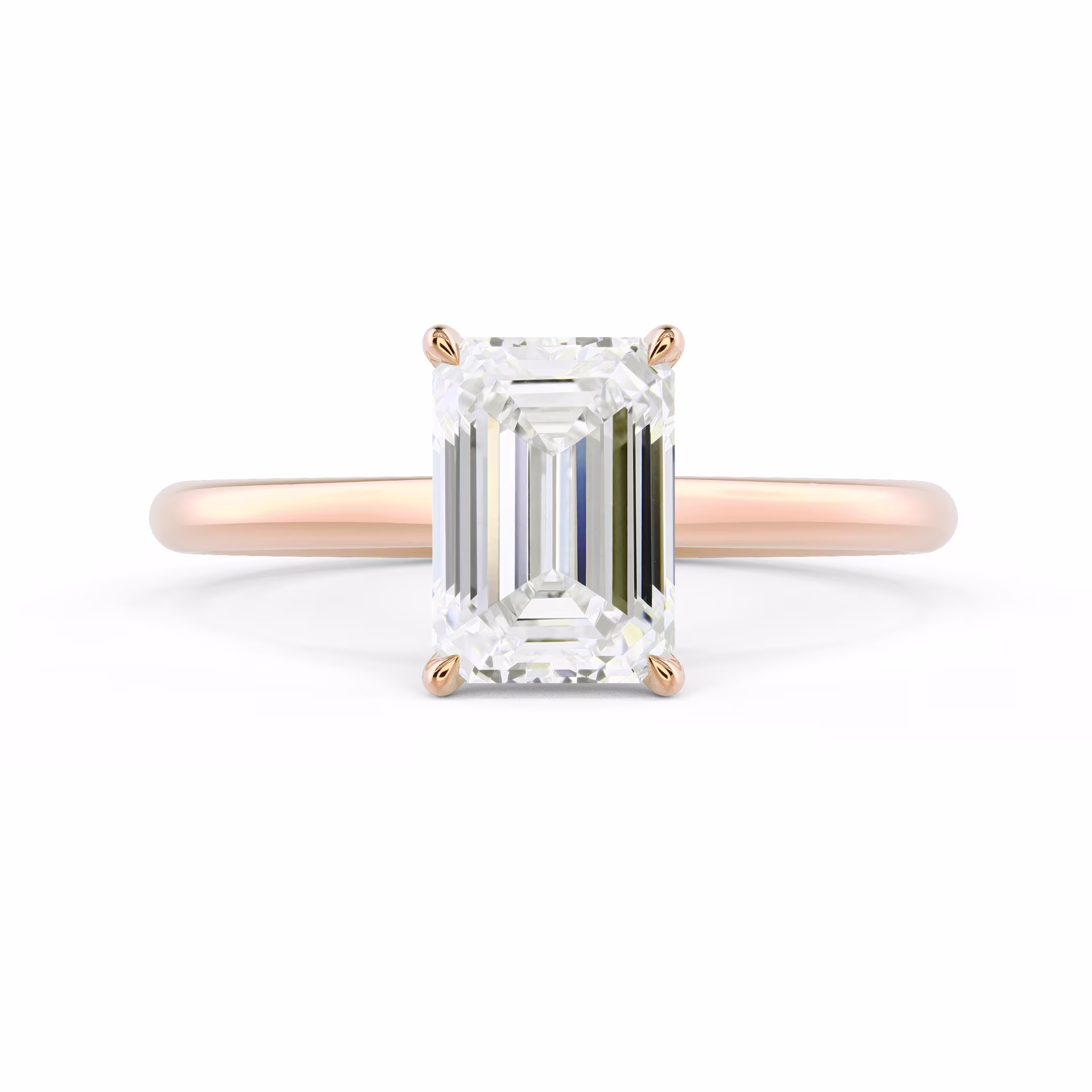 Rose Gold Emerald Cathedral Solitaire featuring Diamonds (Main View)