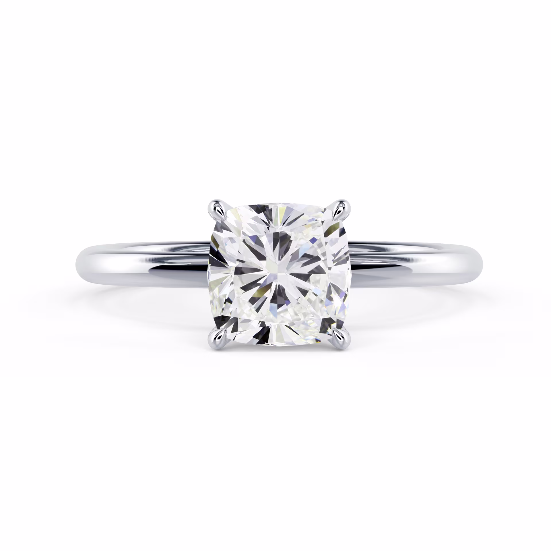 Lab Diamonds Cushion Petite Four Prong Solitaire in White Gold (Main View)