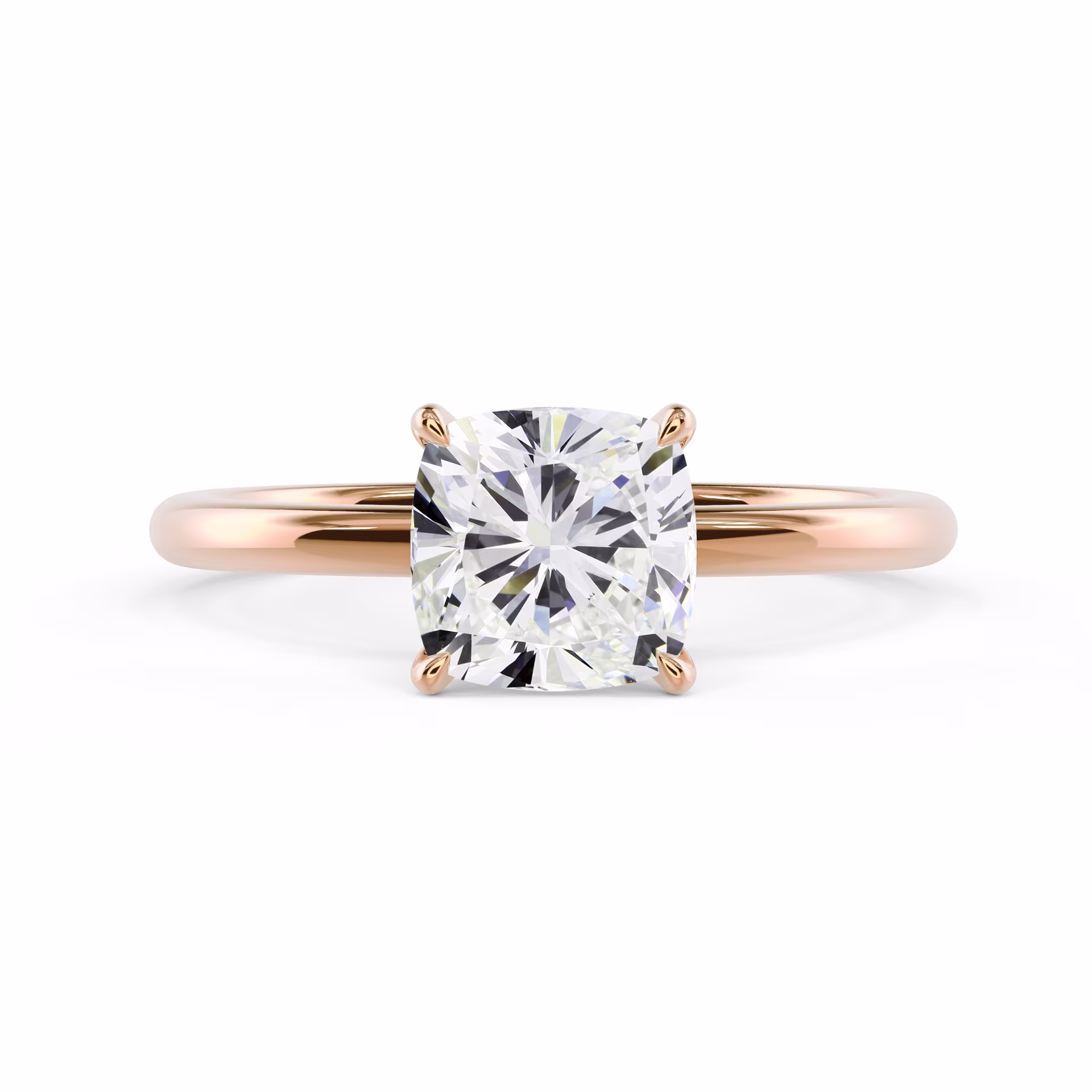 Hand Selected Diamonds Cushion Classic Four Prong Solitaire in Rose Gold (Main View)