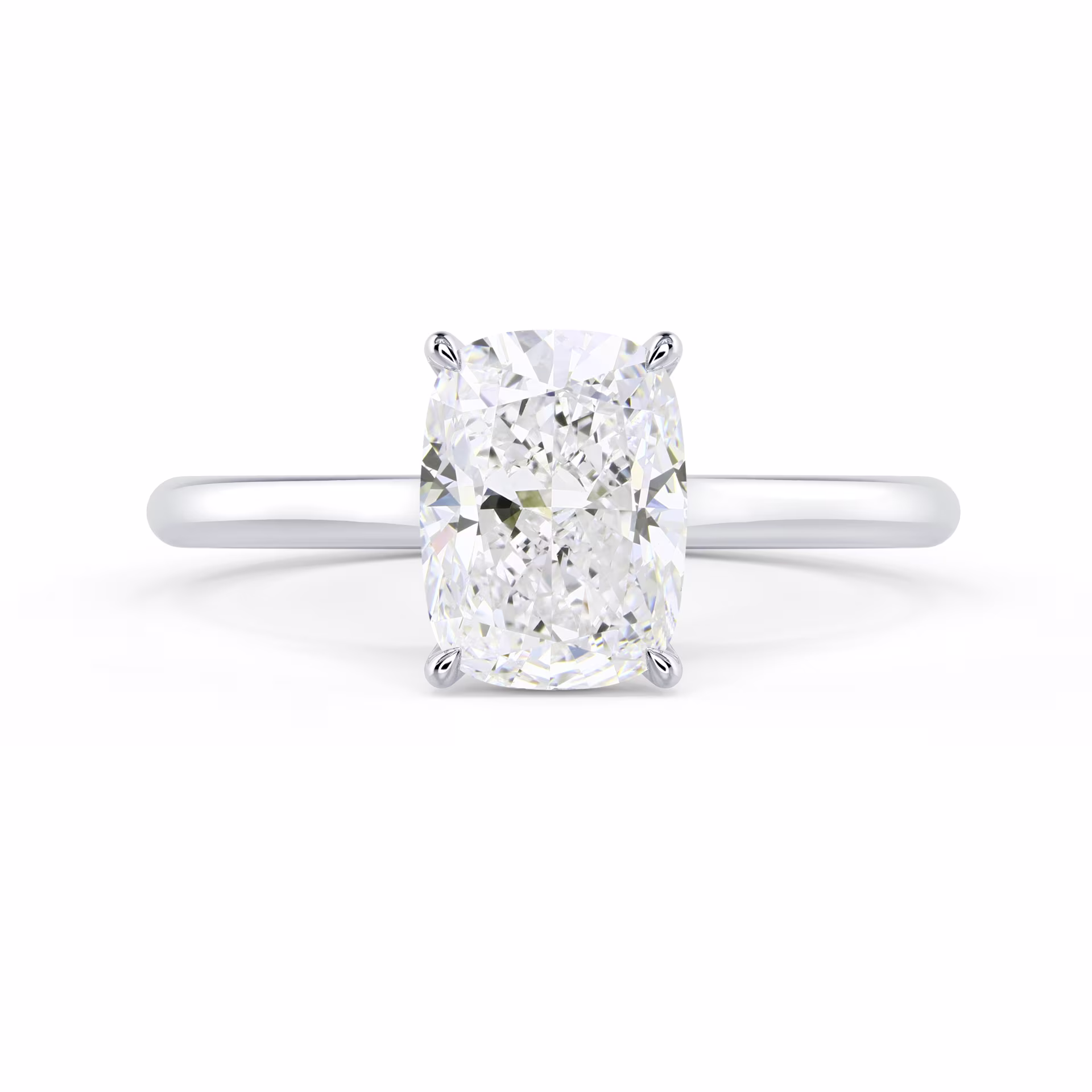 Diamonds Cushion Cathedral Solitaire in White Gold (Main View)