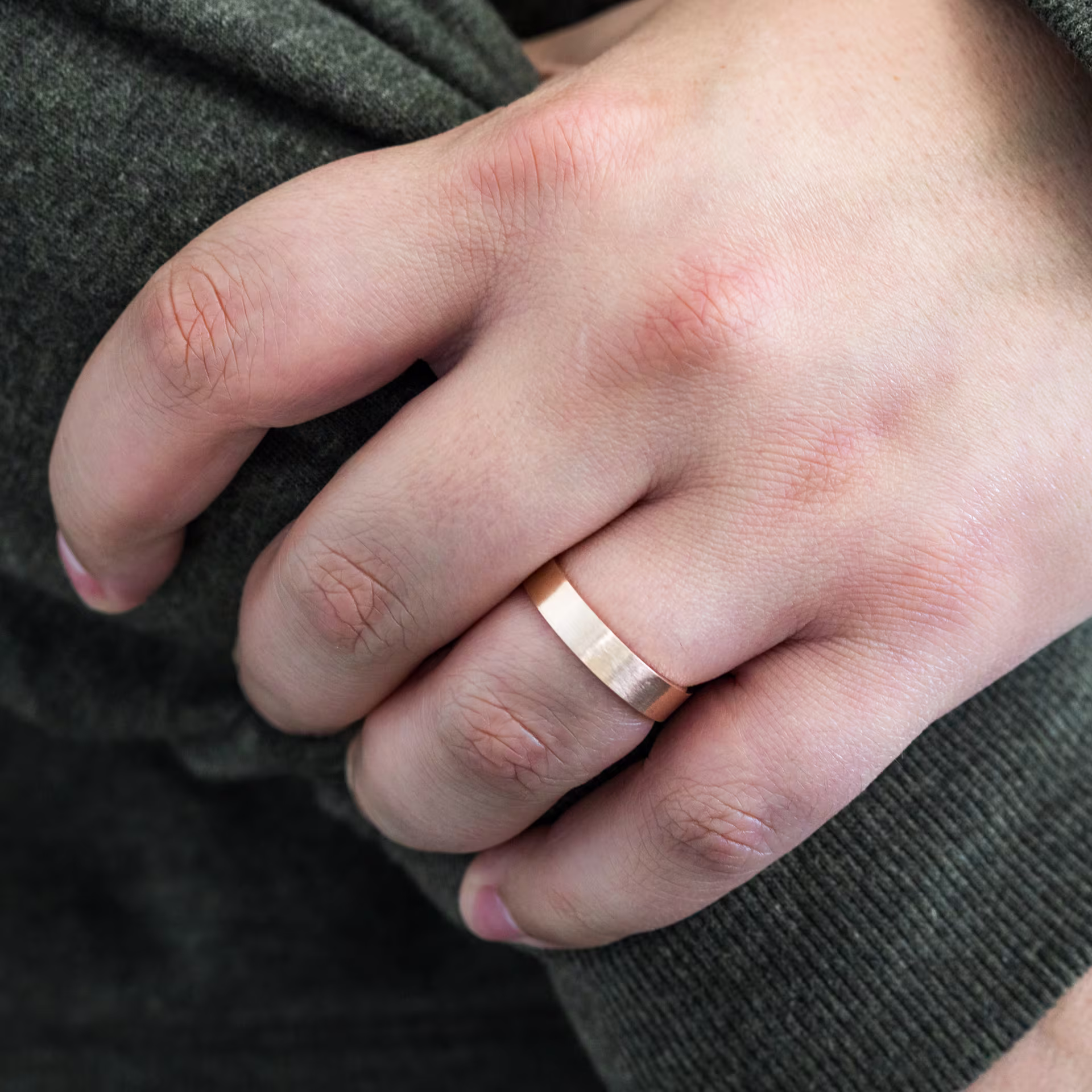 Lab Grown Diamonds set in 18k Rose Gold Matte Flat Ring (Main View)