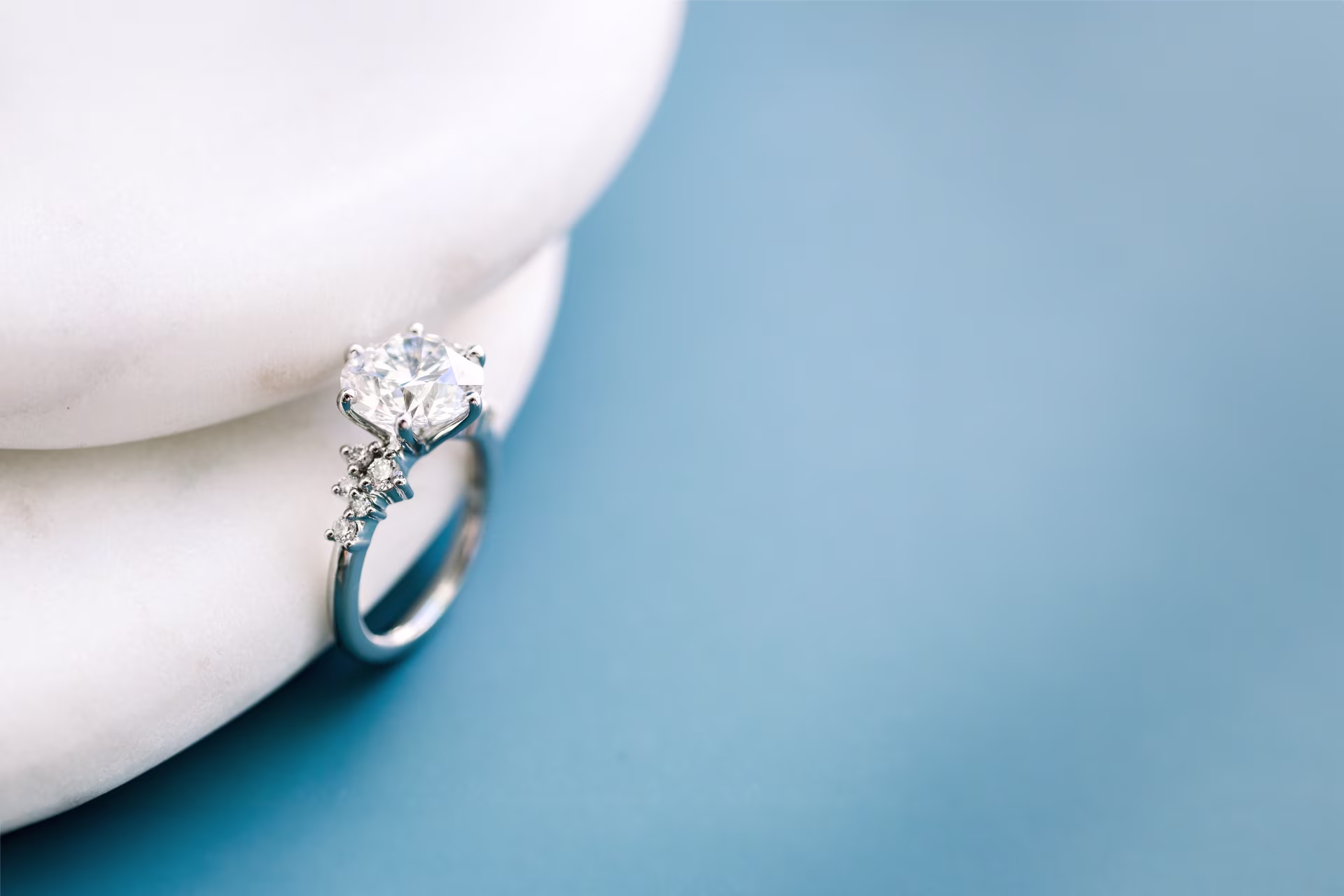 Custom Designed Cluster Lab Diamond Engagement Ring