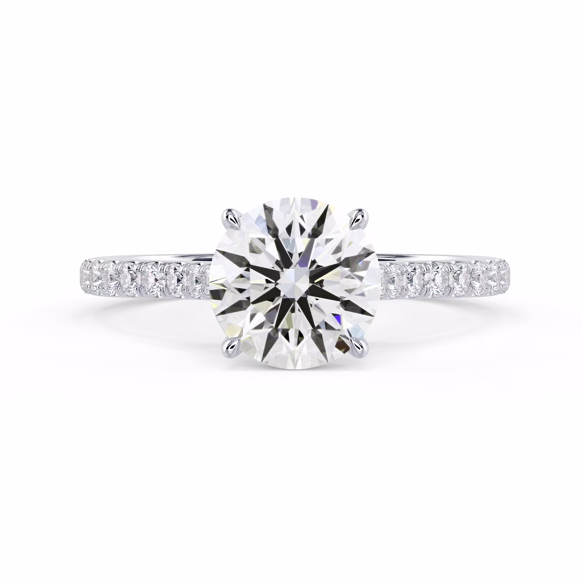 Created Diamonds set in White Gold Round Diamond Cathedral Pave Engagement Ring (Main View)