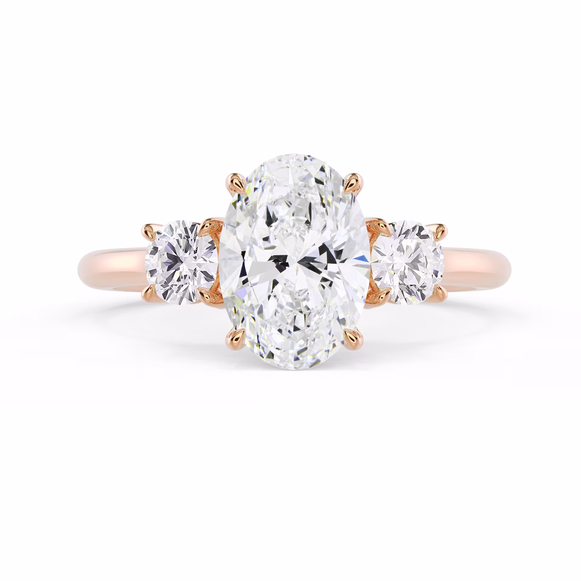 Lab Diamonds set in Rose Gold Oval and Round Setting (Main View)