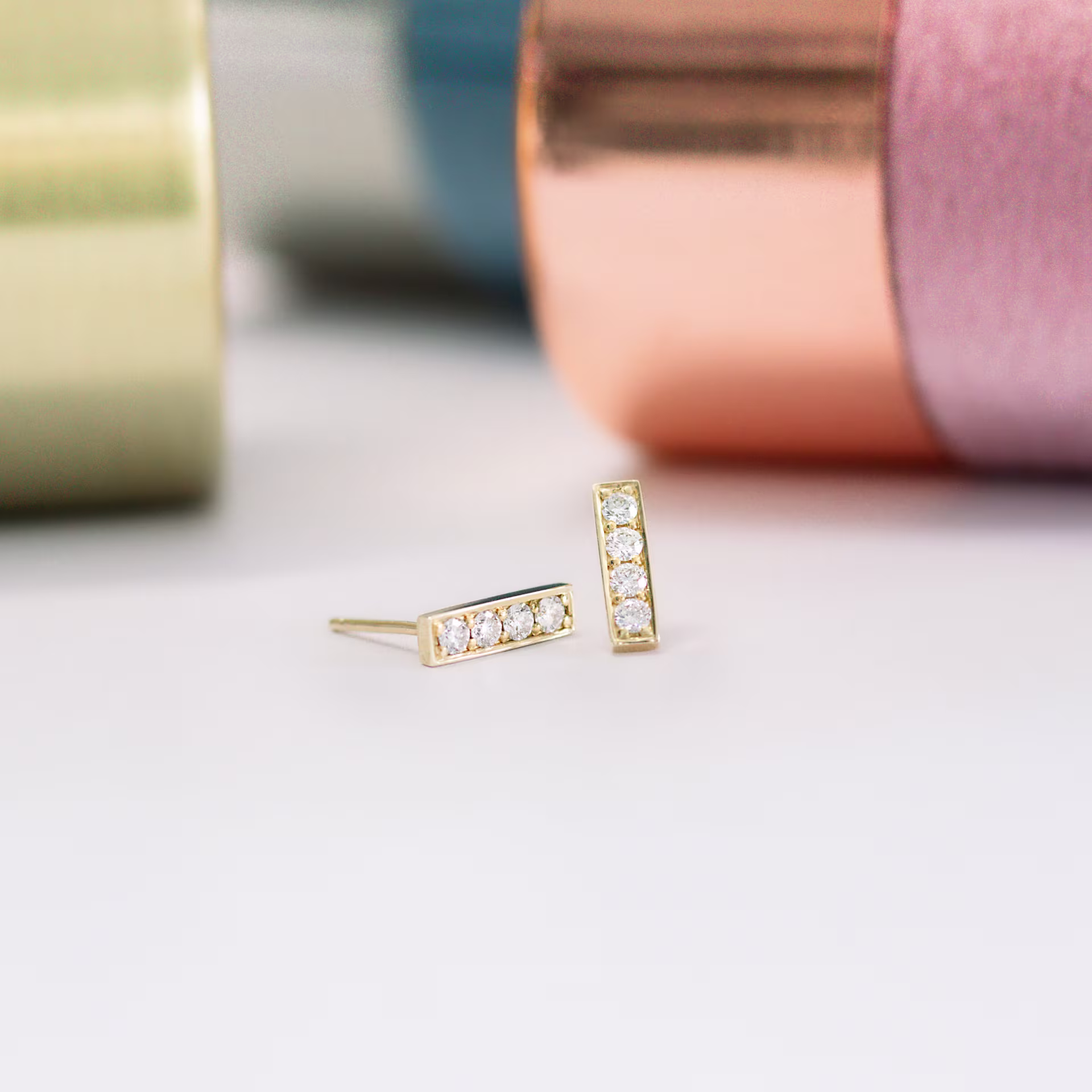 0.24 ct Round Lab Grown Diamonds 0.24ctw Diamond Bar Earrings in 14k Yellow Gold in 14k Yellow Gold (Main View)