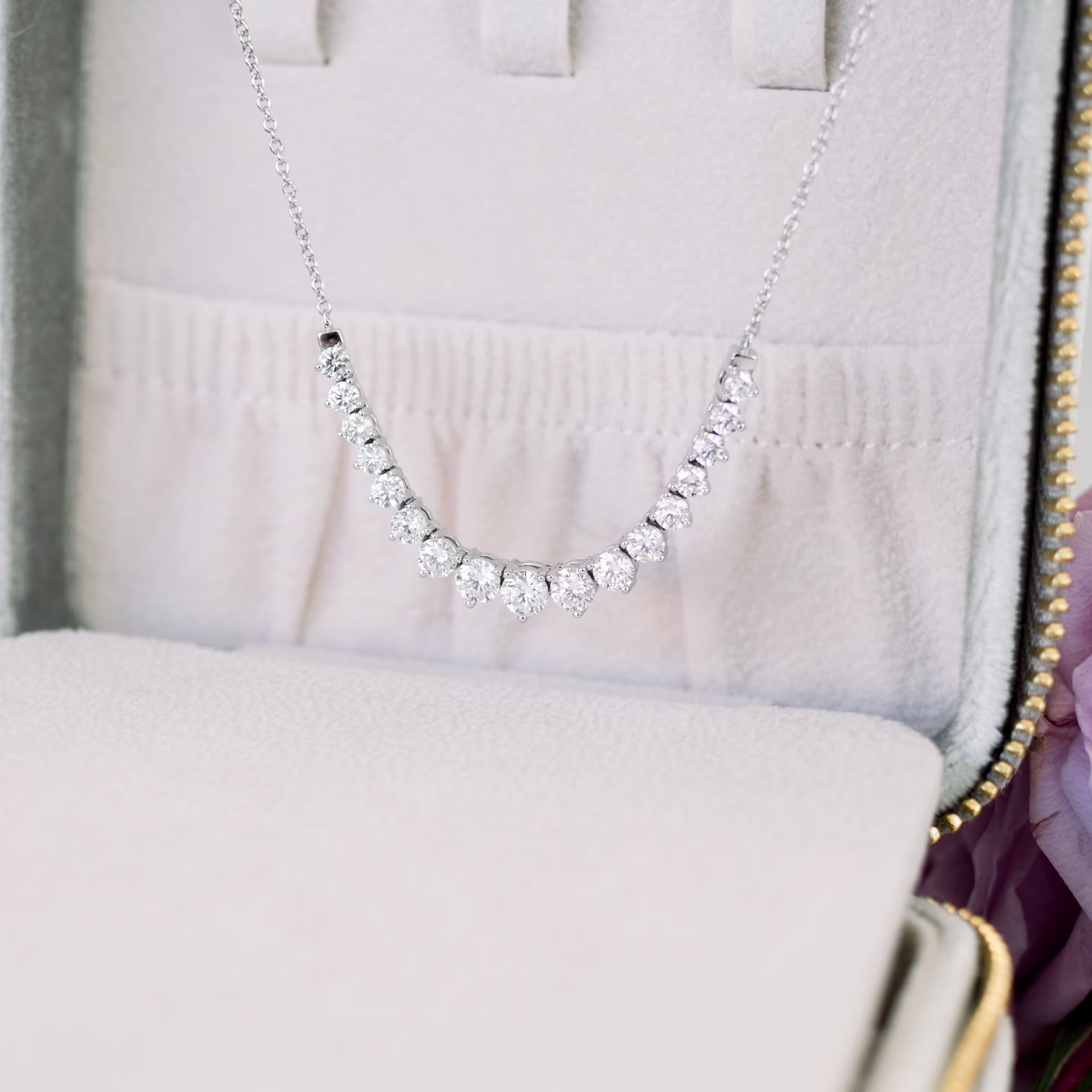 2.0 Carat Round Diamonds Mini Riviera Choker in Platinum (Main View)