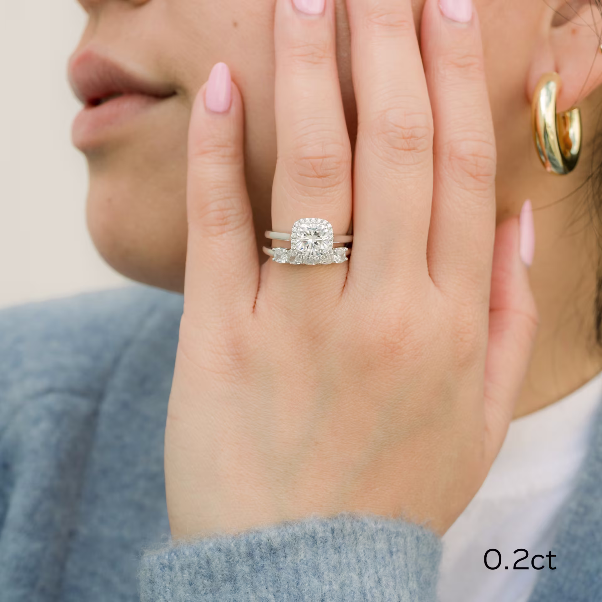 High Quality 1.25 Carat Lab Grown Diamonds set in Platinum Cushion Five Stone in Platinum 1.25ctw (Main View)