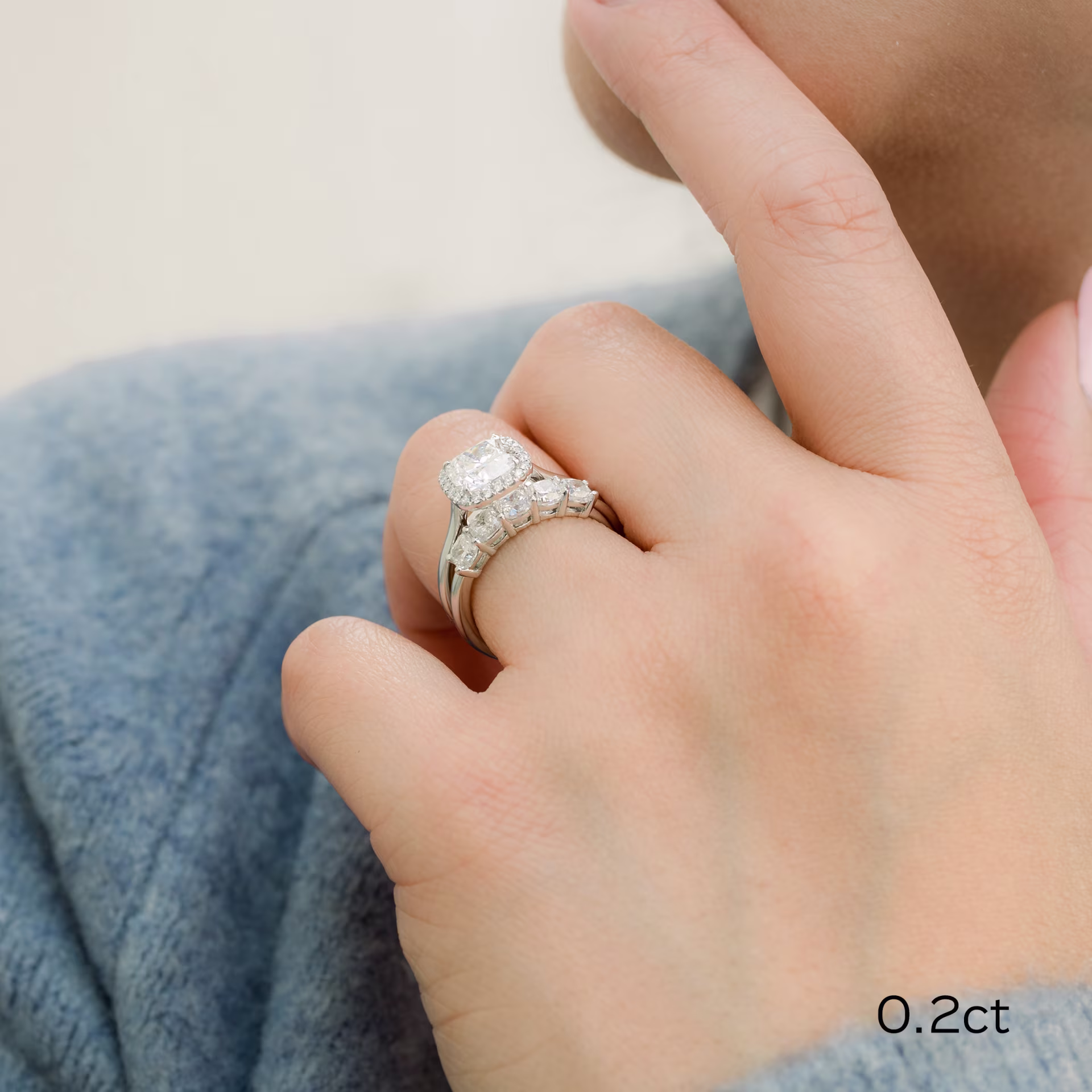 1.25 ct Lab Diamonds set in Platinum Cushion Five Stone in Platinum 1.25ctw (Profile View)